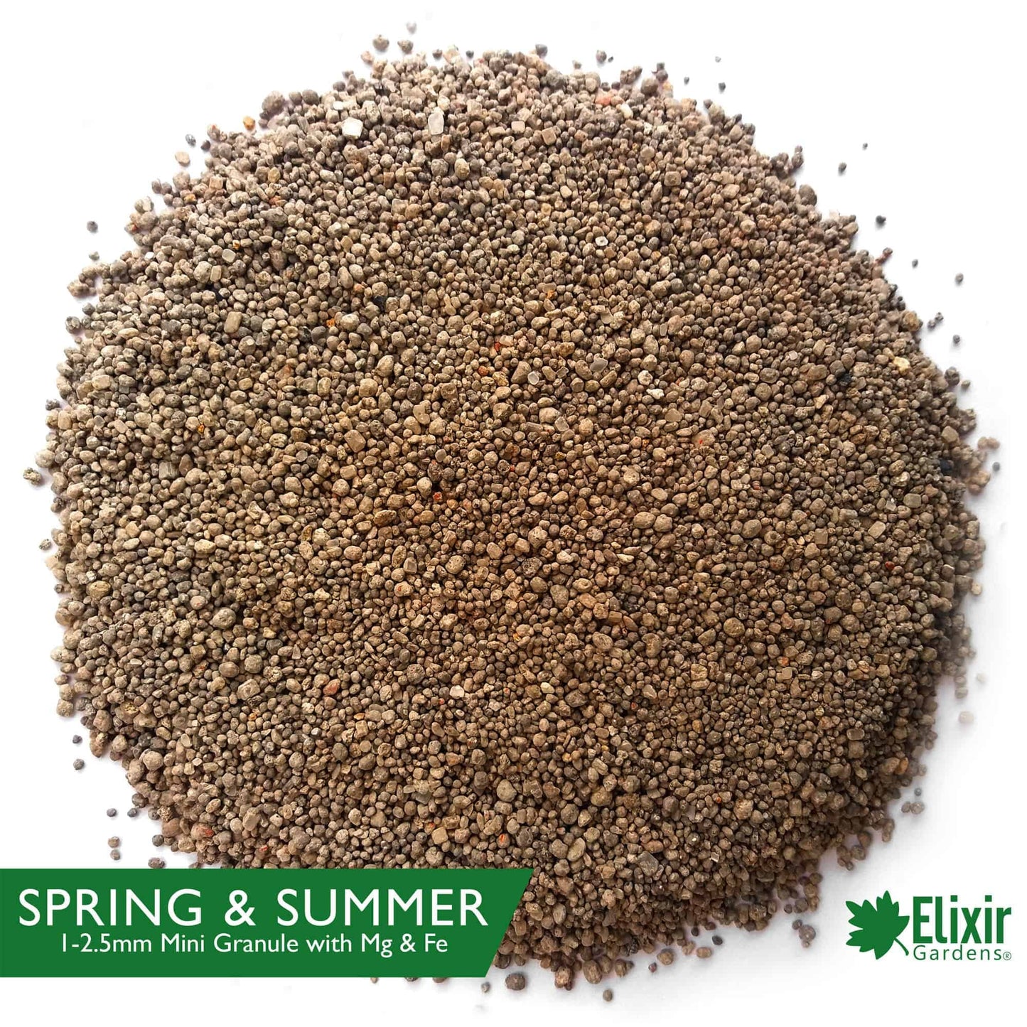 Elixir Gardens UK Spring & Summer Lawn Food/Feed & Granular Compound Turf Fertiliser with added Iron - Magnesium | 1kg-25kg Weights | NPK:12-3-9 - 2% Fe & 2% MgO | 5kg Tub Treats 200m²