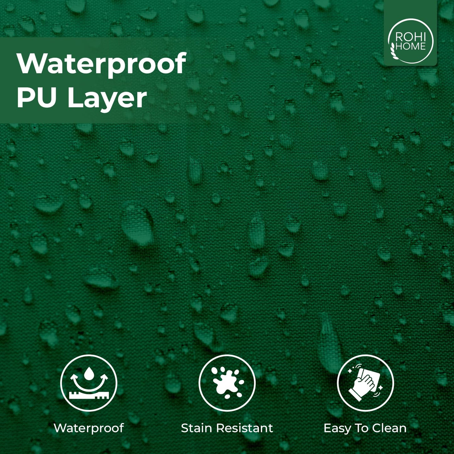 Rohi Waterproof Outdoor Cushions 2 Pack Filled – Decorative Waterproof Cushions for Garden, Patio, Couch, Tent, Balcony and Sofa (Dark Green, 18" x 18")