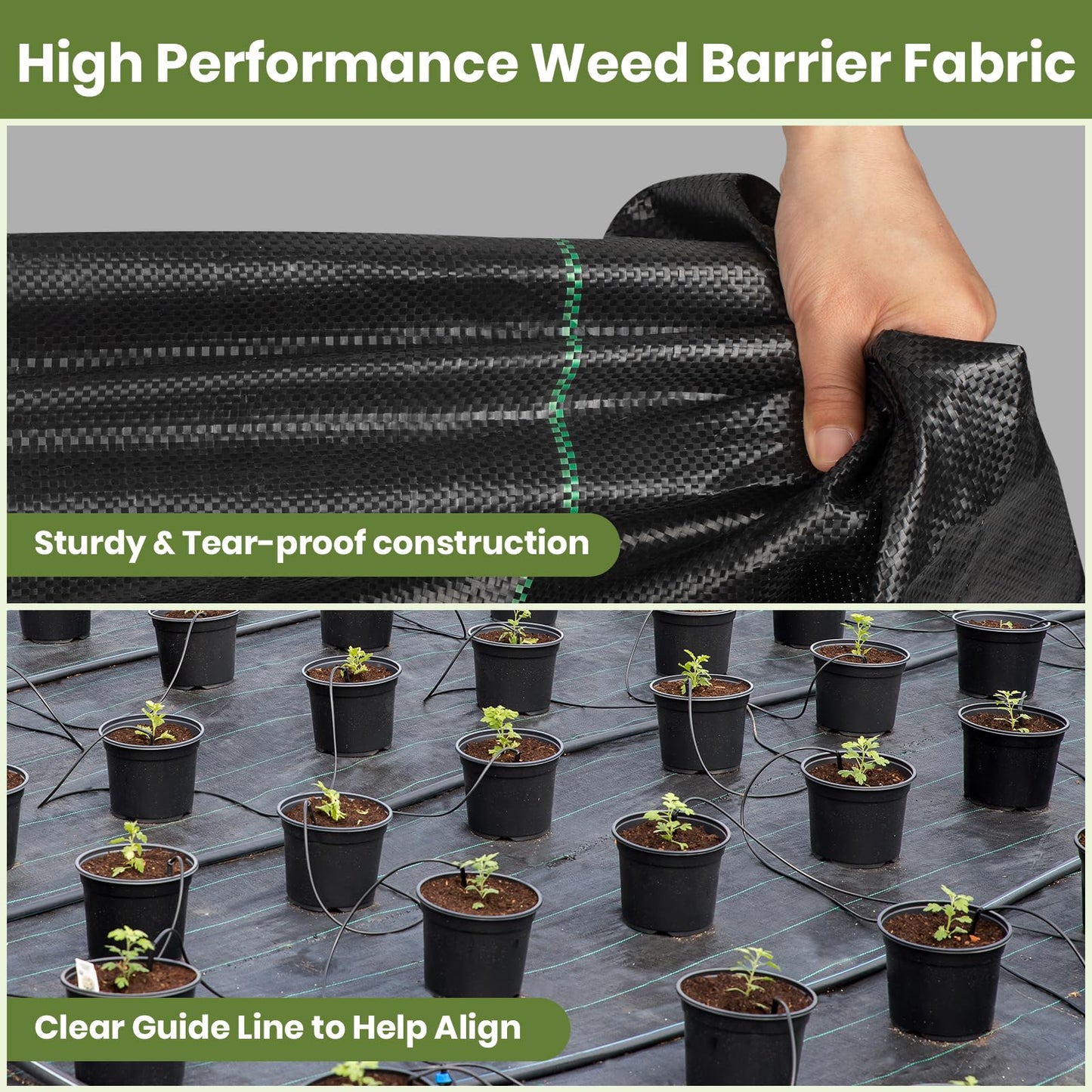 Velway Weed Control Membrane Heavy Duty - 1x10M Weed Control Barrier Fabric Landscape Ground Cover for Artificial Grass Patios Paths Flower Beds - Weed Suppressant Membrane