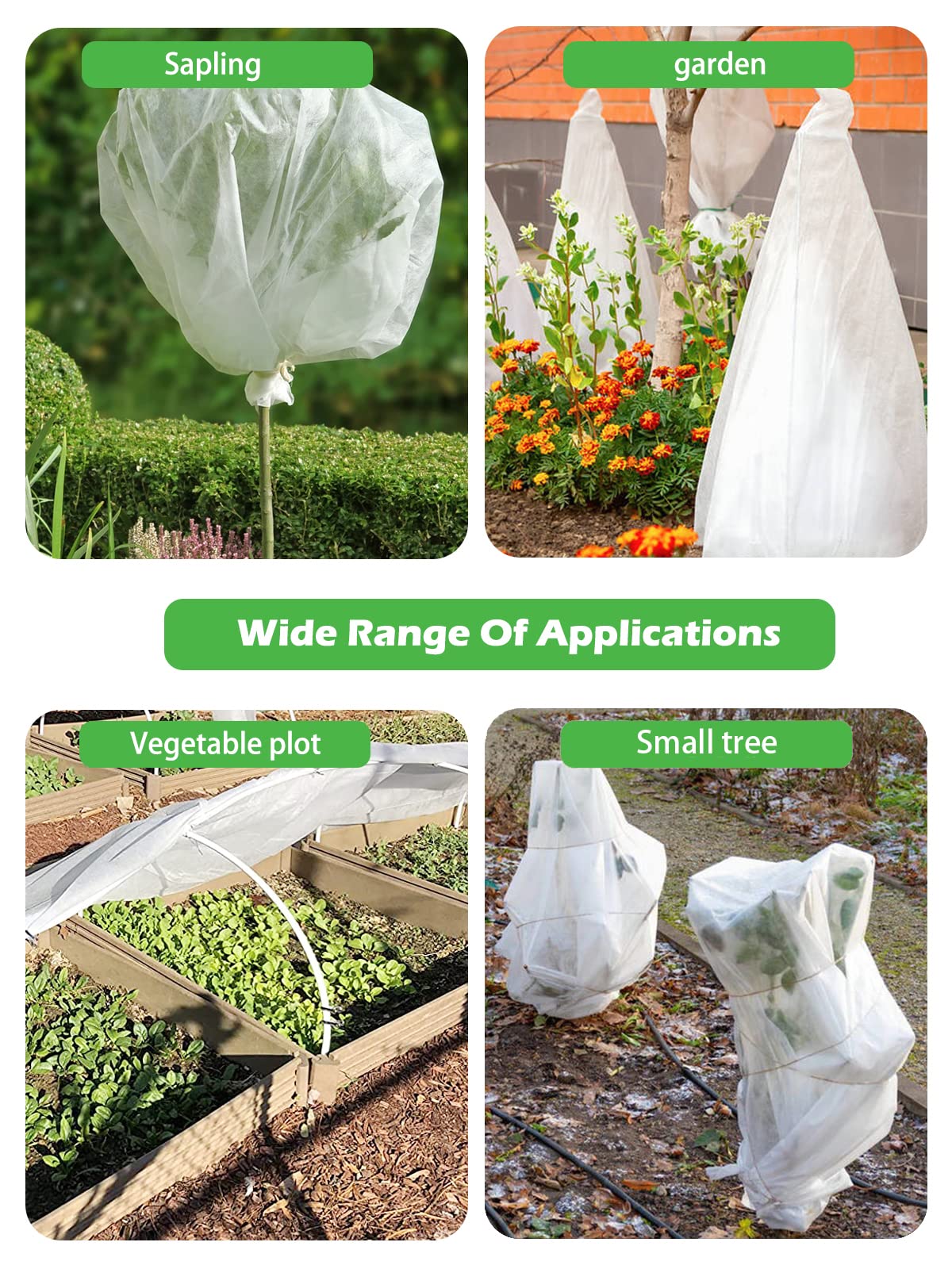 Abimars Garden Fleece 30gsm, 2m x 5m Horticultural Fleece for Plants, Plant Fleece Frost Protection, Non-Woven Fabric Cover Frost Protection for Plants