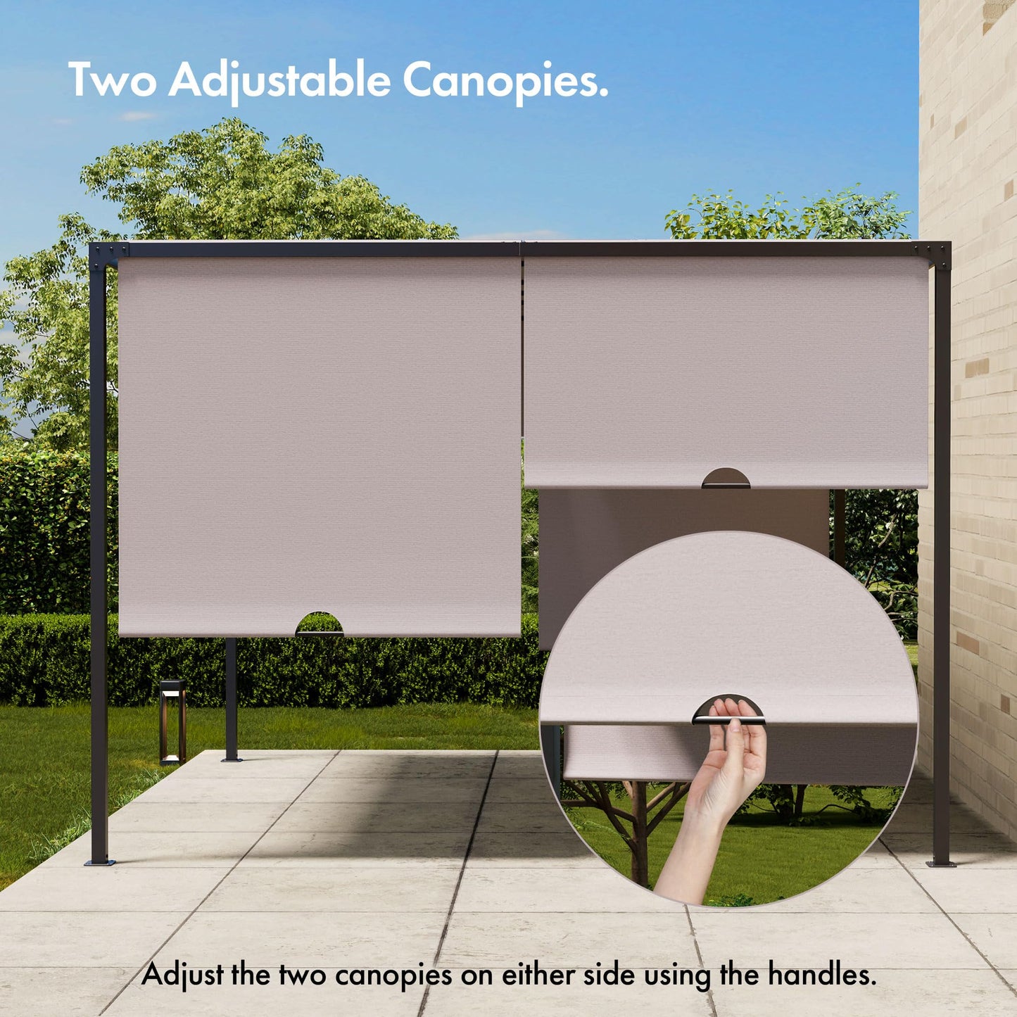 VonHaus Pergola with Sliding Roof 3x3m – Metal Pergola with Sliding Double Roof For Garden, Outdoor, Patio – Weatherproof, Removable Polyester Canopy, Powder Coated Steel Frame