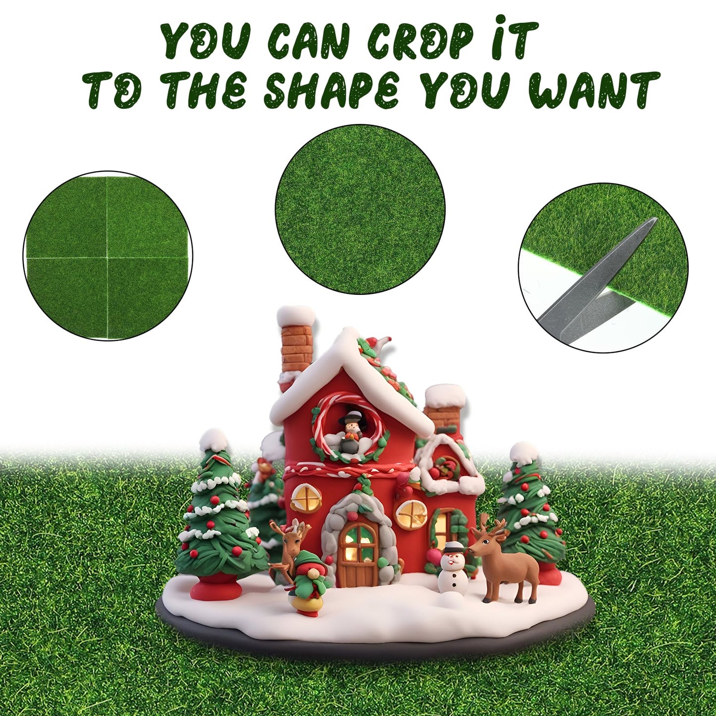 Aeaocvo 4 PCS Fake Grass Mat 15 x 15 cm Miniature Grass Micro Artificial Grass Turf for Craft, Imitation Grass for Modelling, Dolls House, Toy Farm, Fake Garden Grass Lawn Ornament