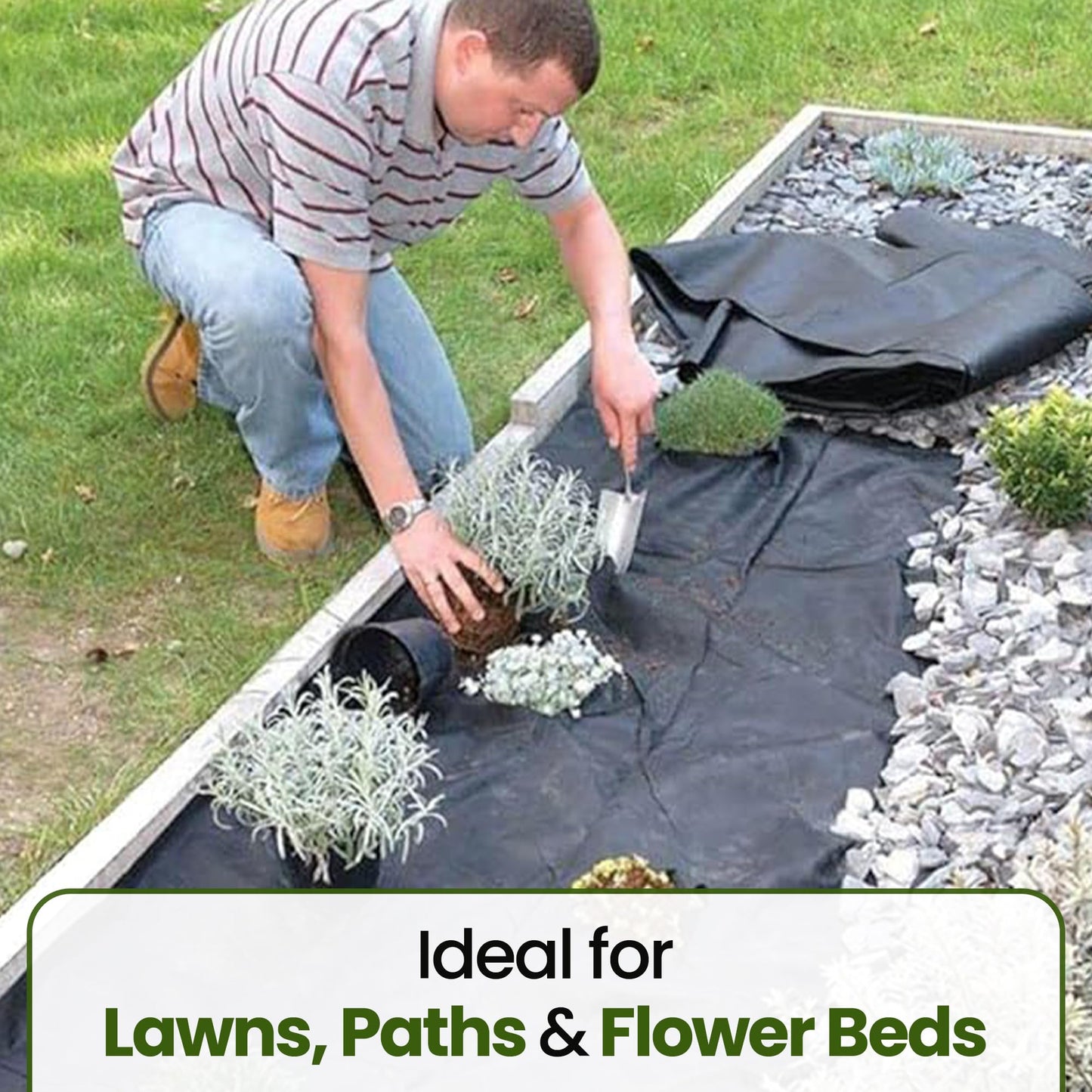 Albert Austin Weed Control Membrane Durable Weed Barrier Fabric UV Stabilised Weed Barrier Breathable Customisable Garden Membrane Roll for Pathways Flower Beds and Vegetable Gardens (25m x 1m)