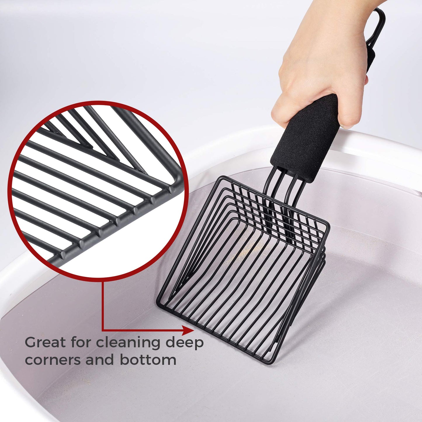 BasicForm Metal Cat Litter Scoop - Fast Sifting Deep Shovel with Comfy Handle, Designed for Multi-Cat Owners