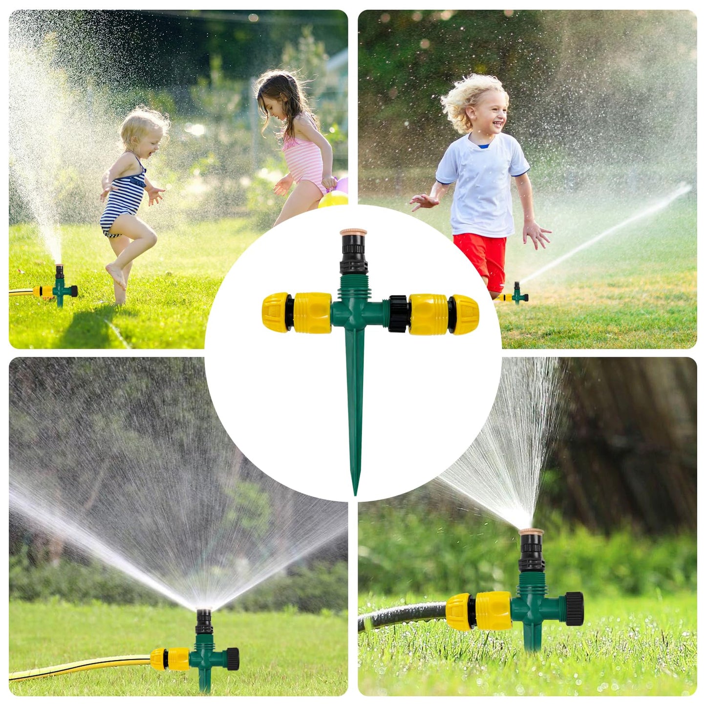 Monsully 4 Pcs Garden Sprinkler, Lawn Sprinklers Water Sprayer 360 Degree Rotating Water Sprinkler Adjustable Lawn Water Sprinkler for Watering Plants Flowers Veggies Grass Lawn Plants