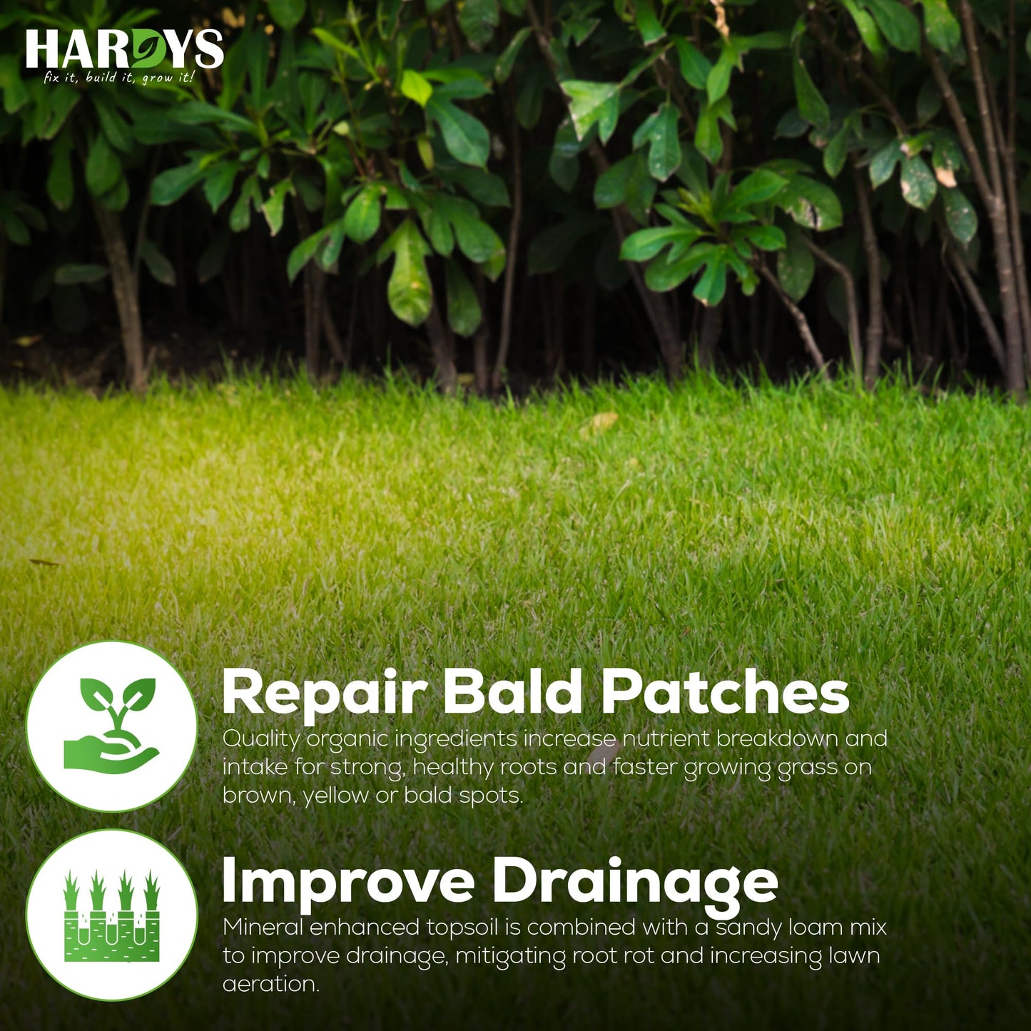 Hardys 25L Sandy Loam Lawn Dressing Top Soil - Enriched Organic Lawn Sand & Garden Soil Improver | Ideal for Fixing, Levelling, Overseeding - Fine Top Compost for Garden Grass Seeding