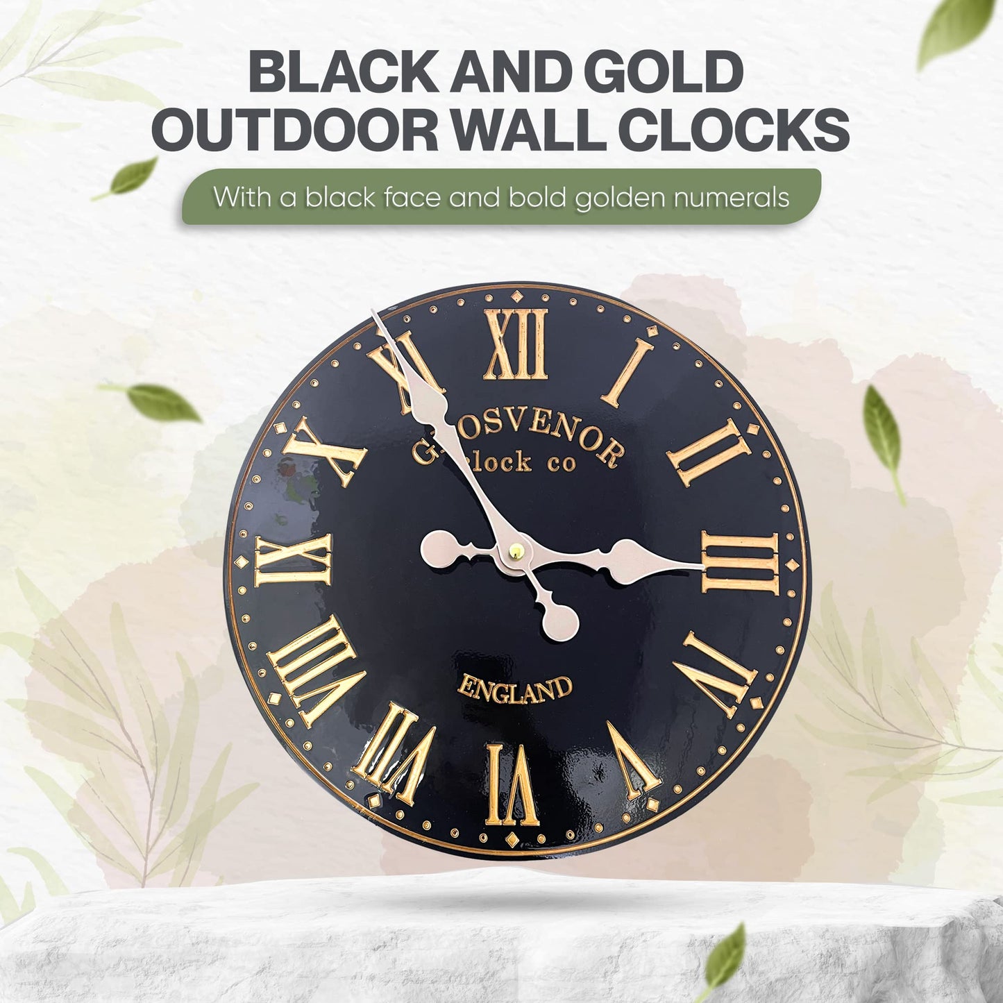 HH Home Hut Outdoor Indoor Clock black Wall Garden Clock DS1063