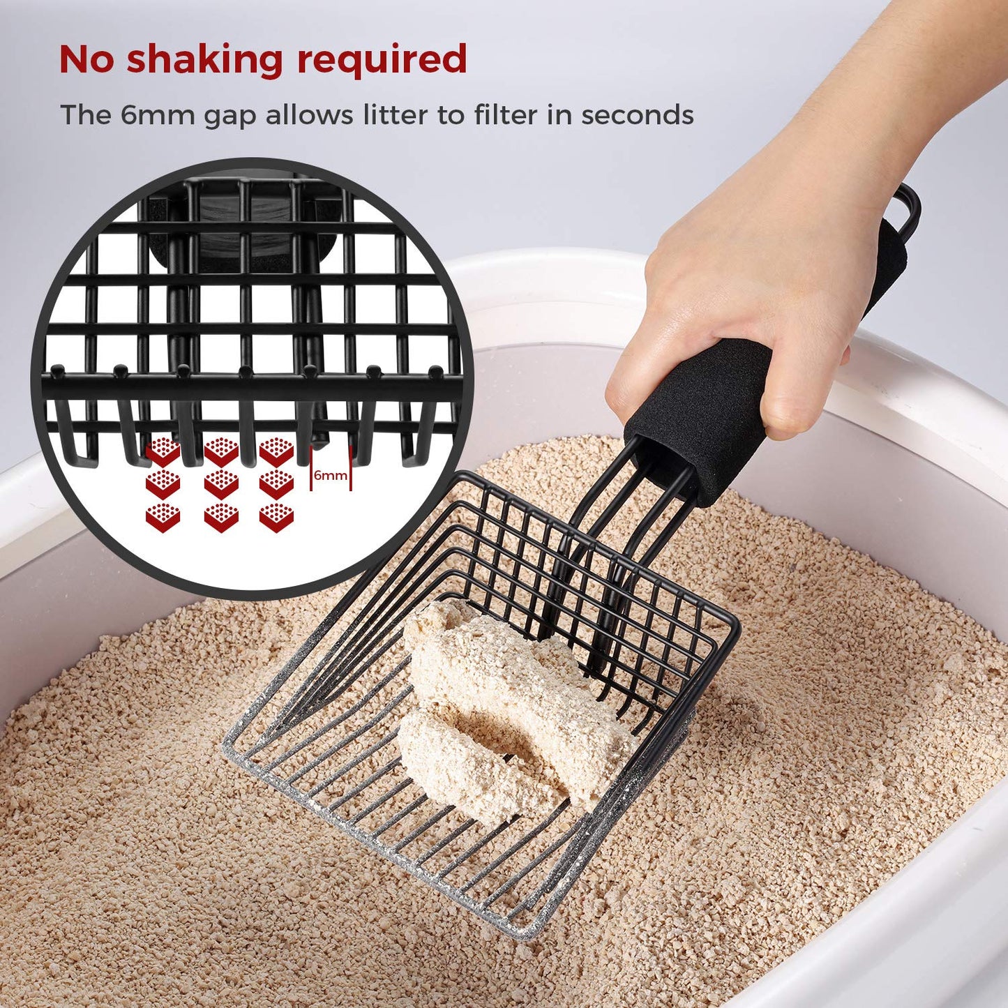 BasicForm Metal Cat Litter Scoop - Fast Sifting Deep Shovel with Comfy Handle, Designed for Multi-Cat Owners