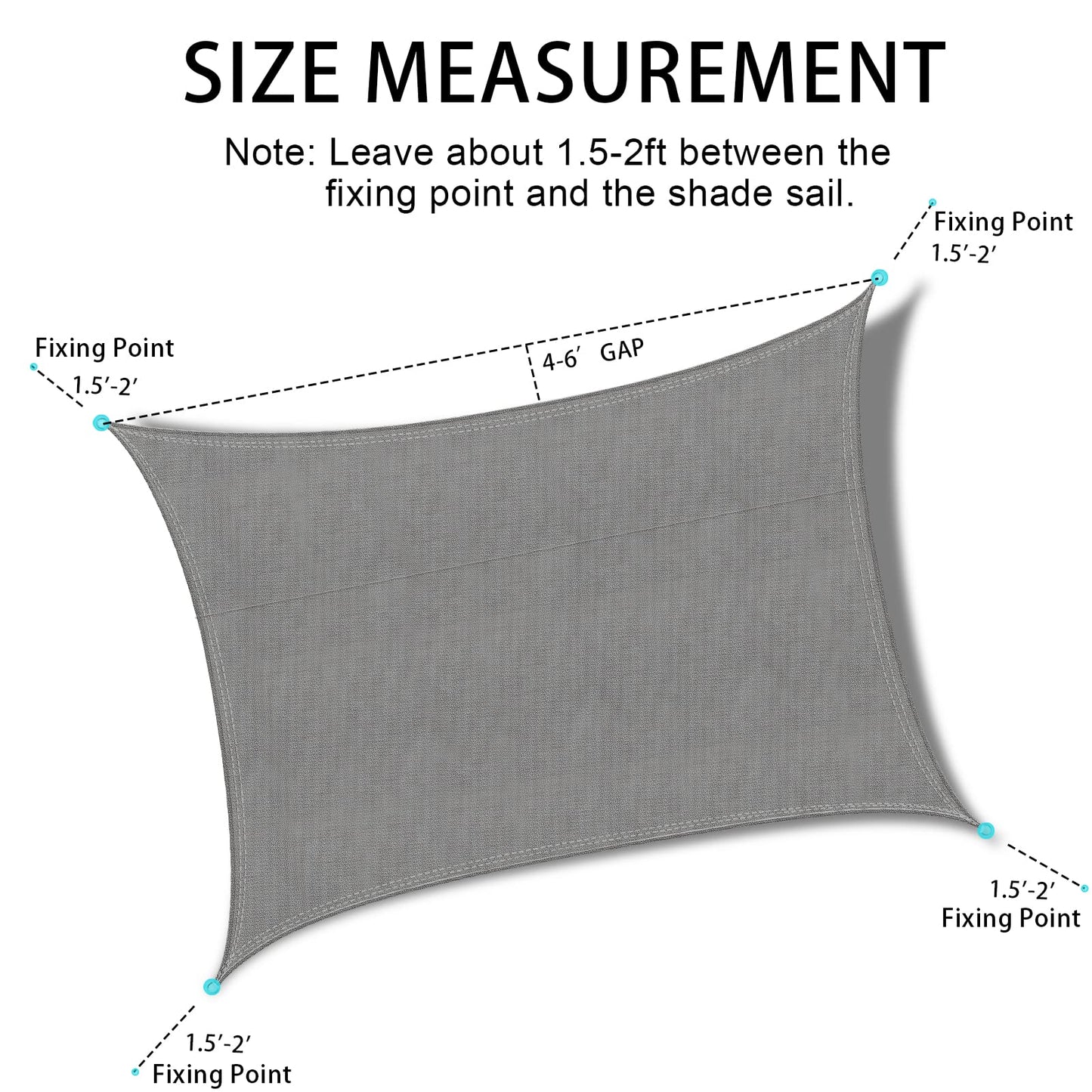 Ankuka Sun Shade Sail 3m x 4m Grey Rectangular Waterproof Garden Sun Sail Outdoor Patio Party Sunscreen Awning Canopy 98% UV Block With Rope