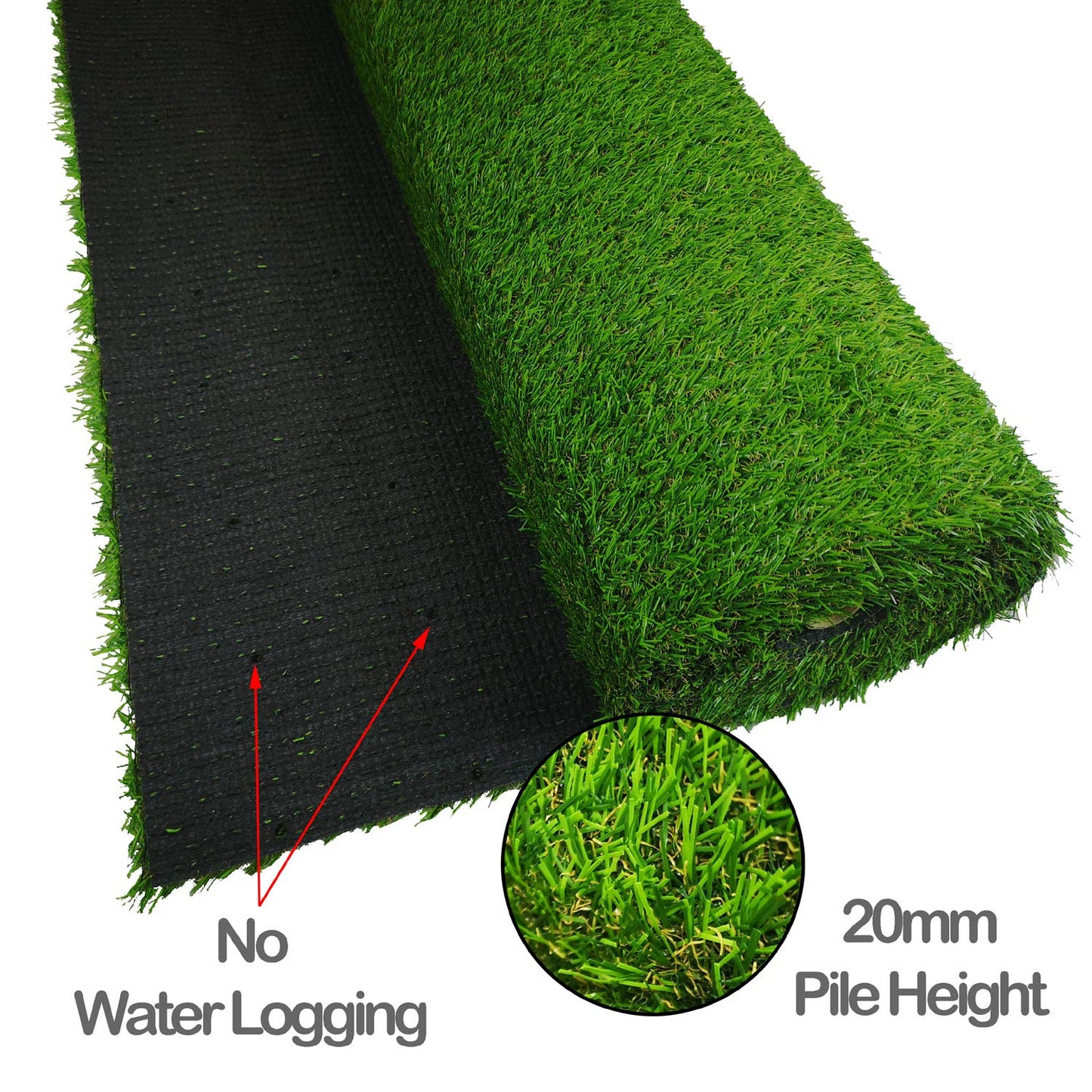 simpa 2 x Quality Non Fade Artificial Grass Pile Roll - 4m x 1m / 13ft x 3.3ft - 20mm Pile Height - Astro Turf Fake Lawn - Tested for Extreme Weather Conditions.
