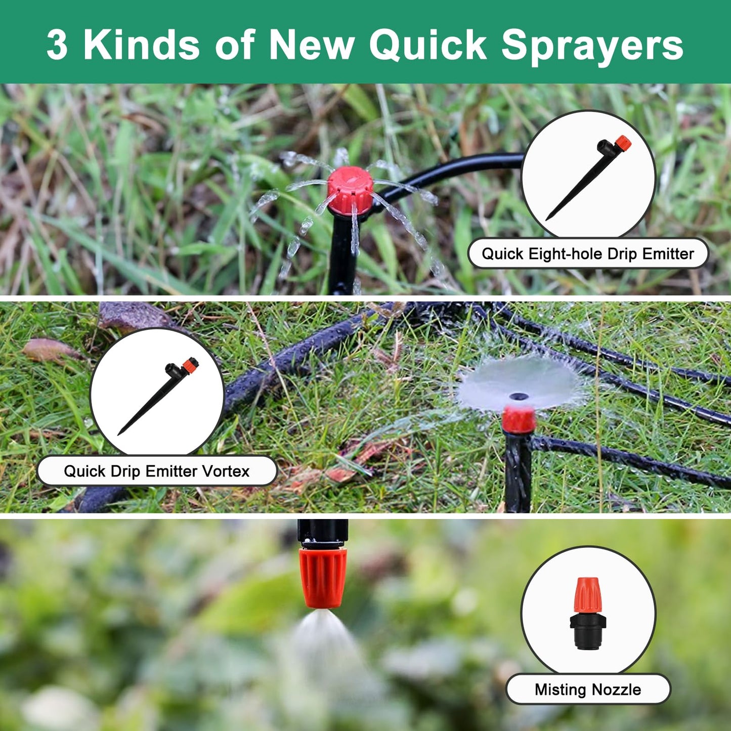 234FT/71M Irrigation System Kit, Faburo Quick Connector Automatic Garden Watering System for Outdoor Plants, 1/4'' - 1/2'' Tubing DIY Greenhouse Drip Irrigation Kit for Lawn, Flower Beds, Patio