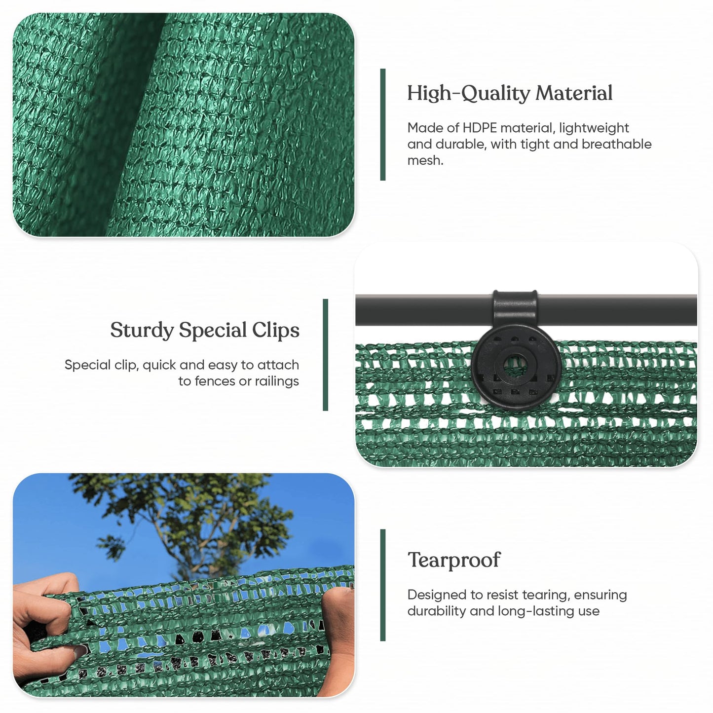 FB FunkyBuys Garden Screening 1x10m for Outdoor Protection - Privacy Screen & Summer-friendly Privacy Netting for Balcony & Patio - Tear Resistant Windbreak Fence Screening GREEN, 90gsm