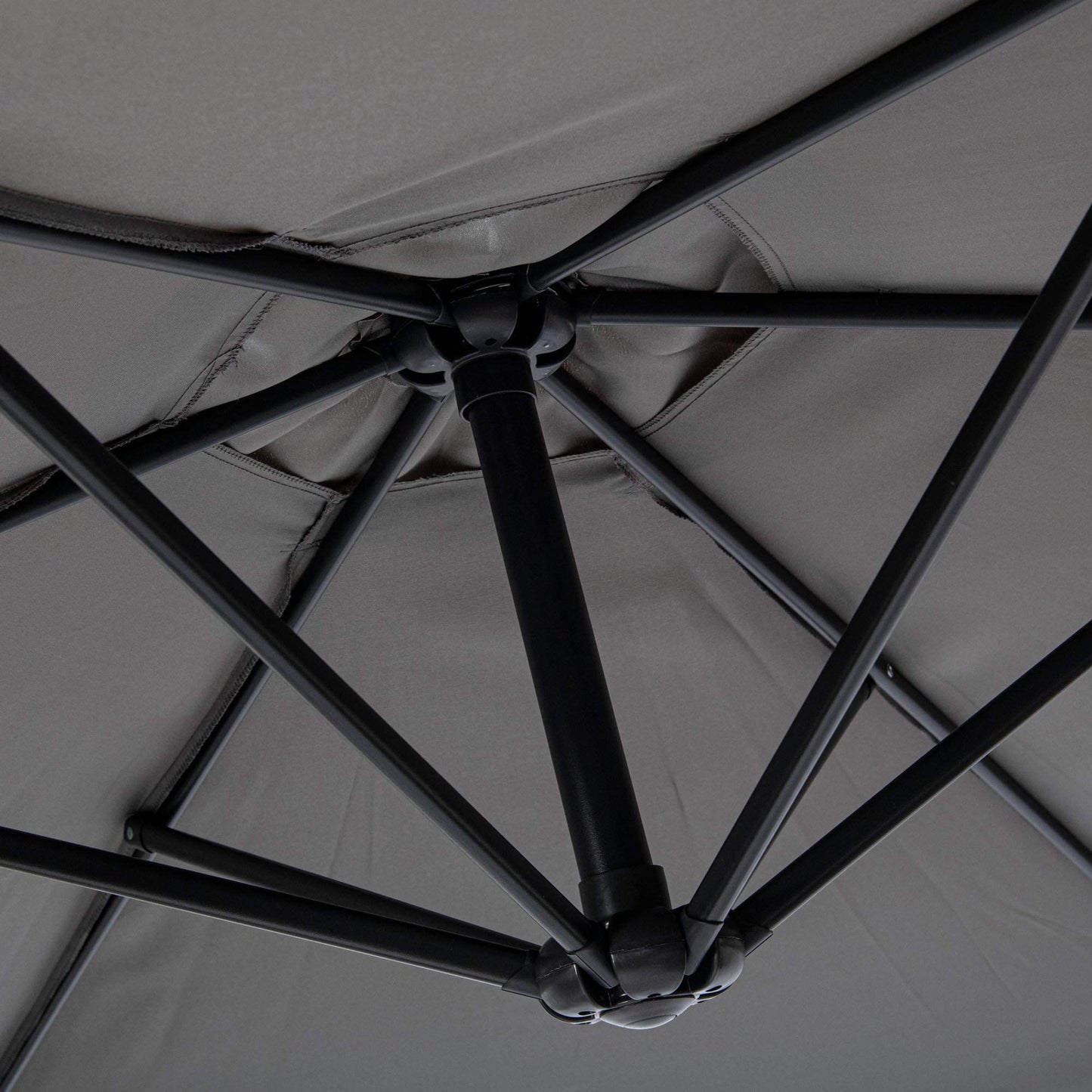 GardenCo 3m Cantilever Banana Parasol INCLUDES BASES & COVER - Hanging Parasol with Crank Handle - Outdoor Garden and Patio Sun Shade (Grey)