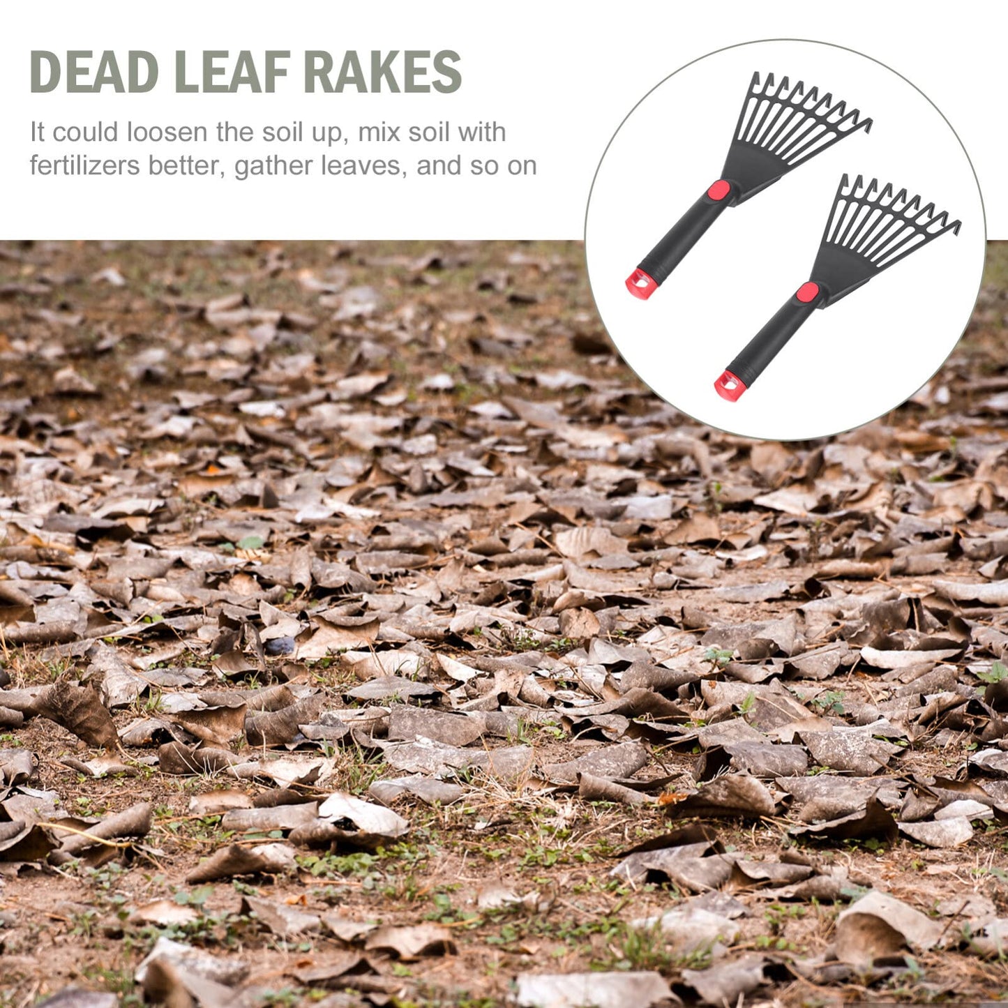 DOITOOL Hand Rake Garden Tool, 2PCS Plastic Hand Rake Soil Tiller with Ergonomic Handle, Small Rake for Leaves, Gardening, Cultivating, Loosening Soil & Spreading Mulch