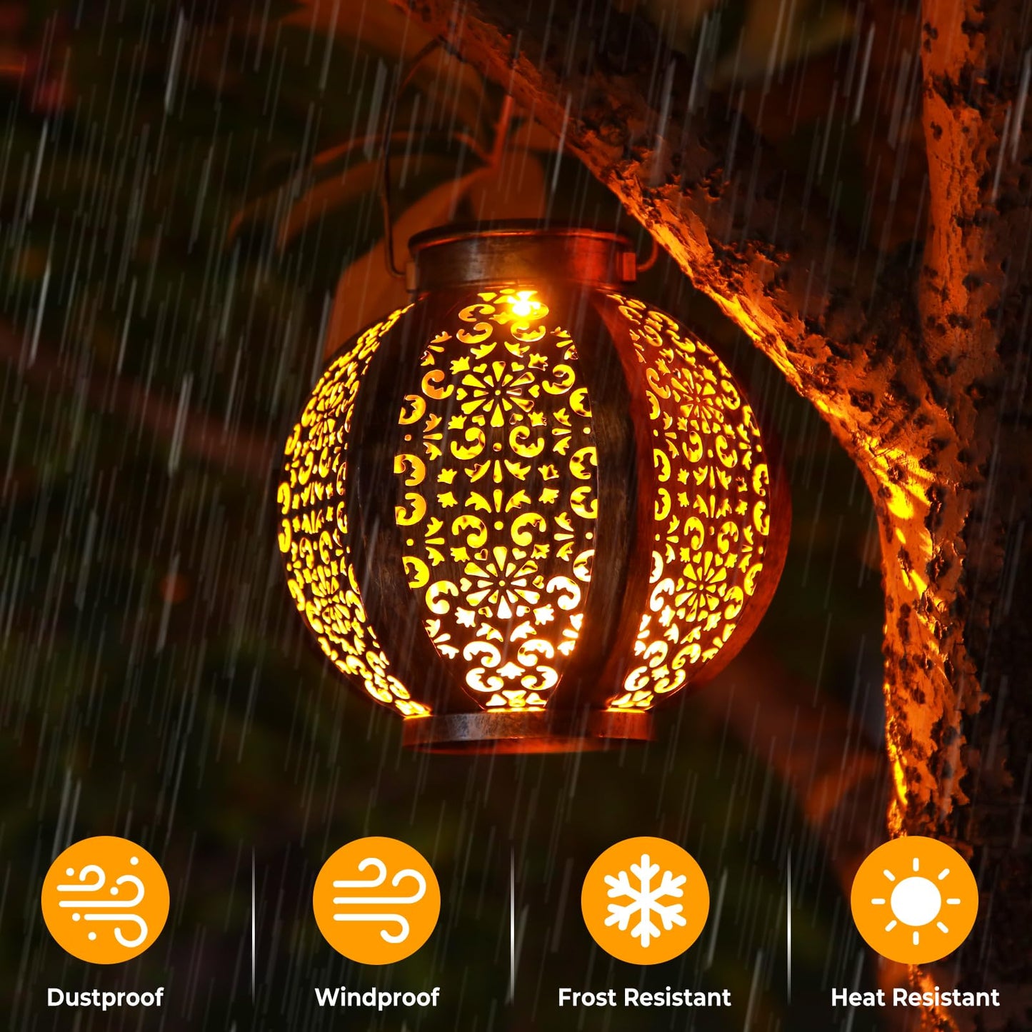 OxyLED Solar Lanterns for The Garden, Solar Lantern 2 Pack Auto On/Off Garden Ornaments Outdoor Solar Garden Lanterns Hanging Solar Lights Outdoor Garden Ornaments for Patio Backyard Pathway