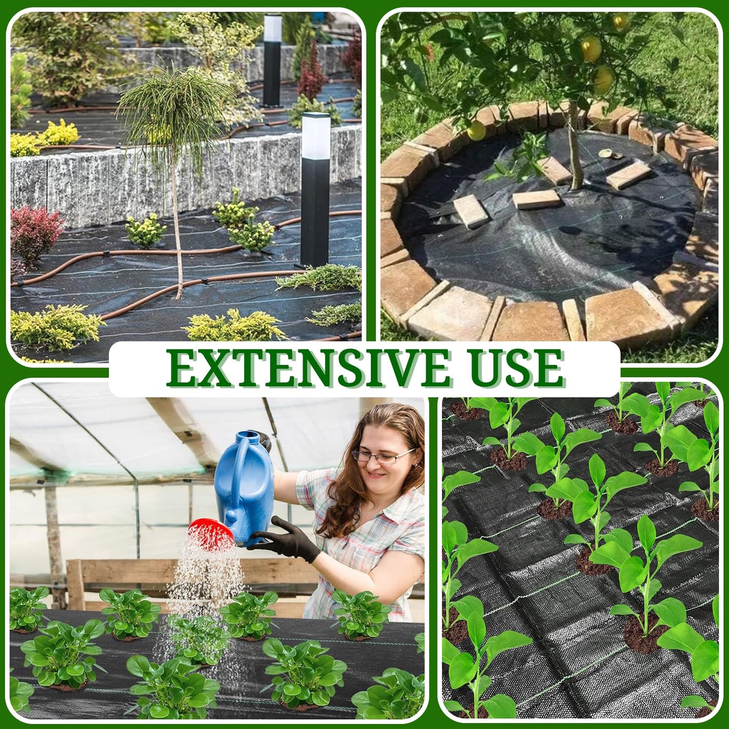 XHDA 2m x 10m Heavy Duty Weed Membrane, Garden Weed Control Barrier Fabric, Weed Suppressant Membrane for Ground Cover