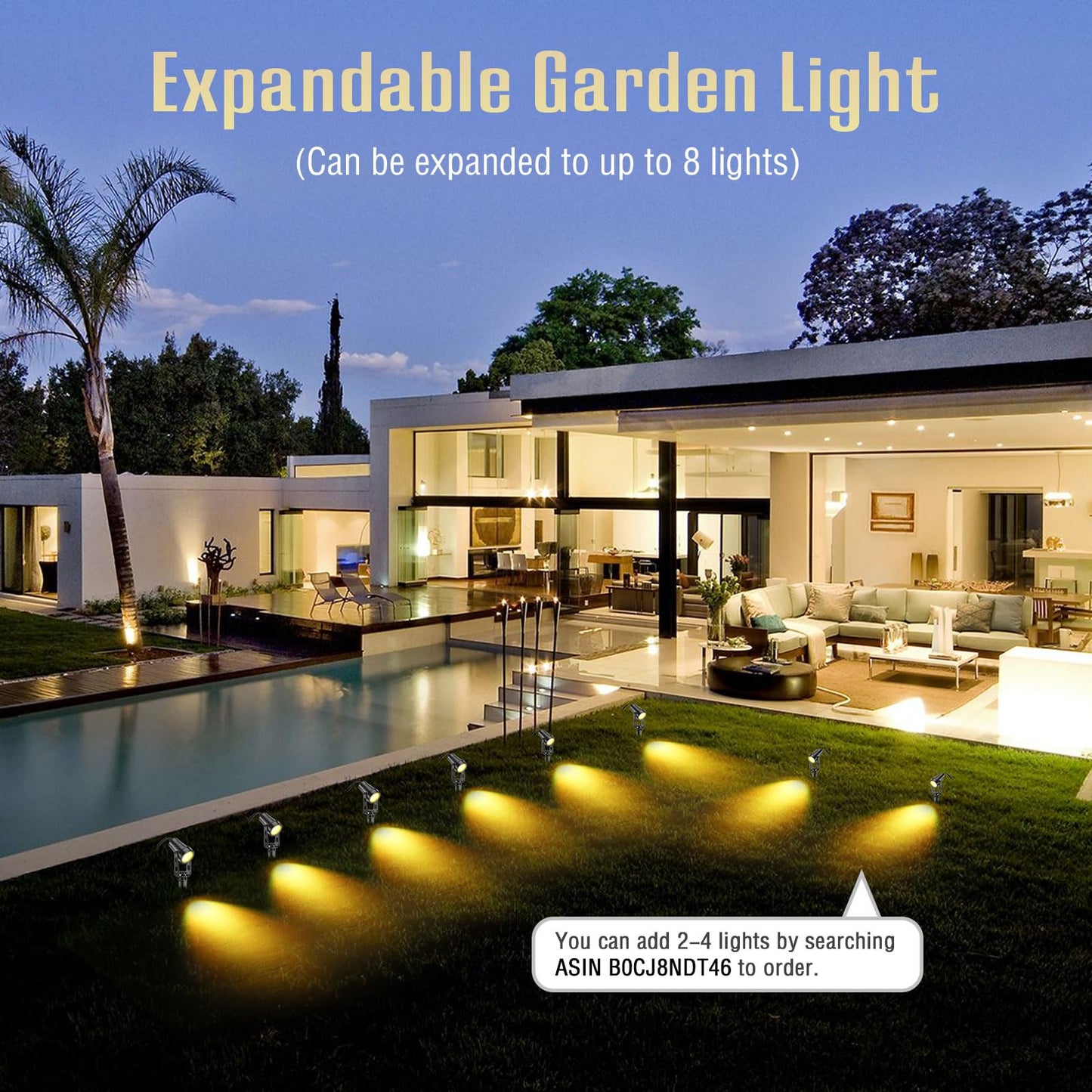 GreenClick Garden Spike Lights, Extendable Garden Lights Mains Powered 12V Low Voltage Landscape Spotlights IP65 Waterproof Outdoor Garden Uplights for Wall Trees Shrubs(4 Pack, Warm White)