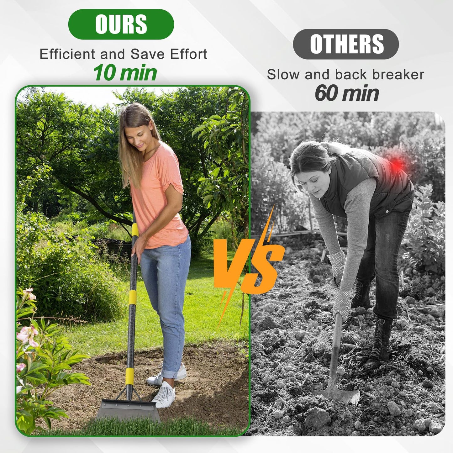 Garden Shovel Tool, 152 cm Long Multifunctional Garden Cleaning Shovel, Heavy Duty Floor Scraper Long Handle,Metal Weeding Scraper for Lawn Edging, Snow Ice Removal Tool