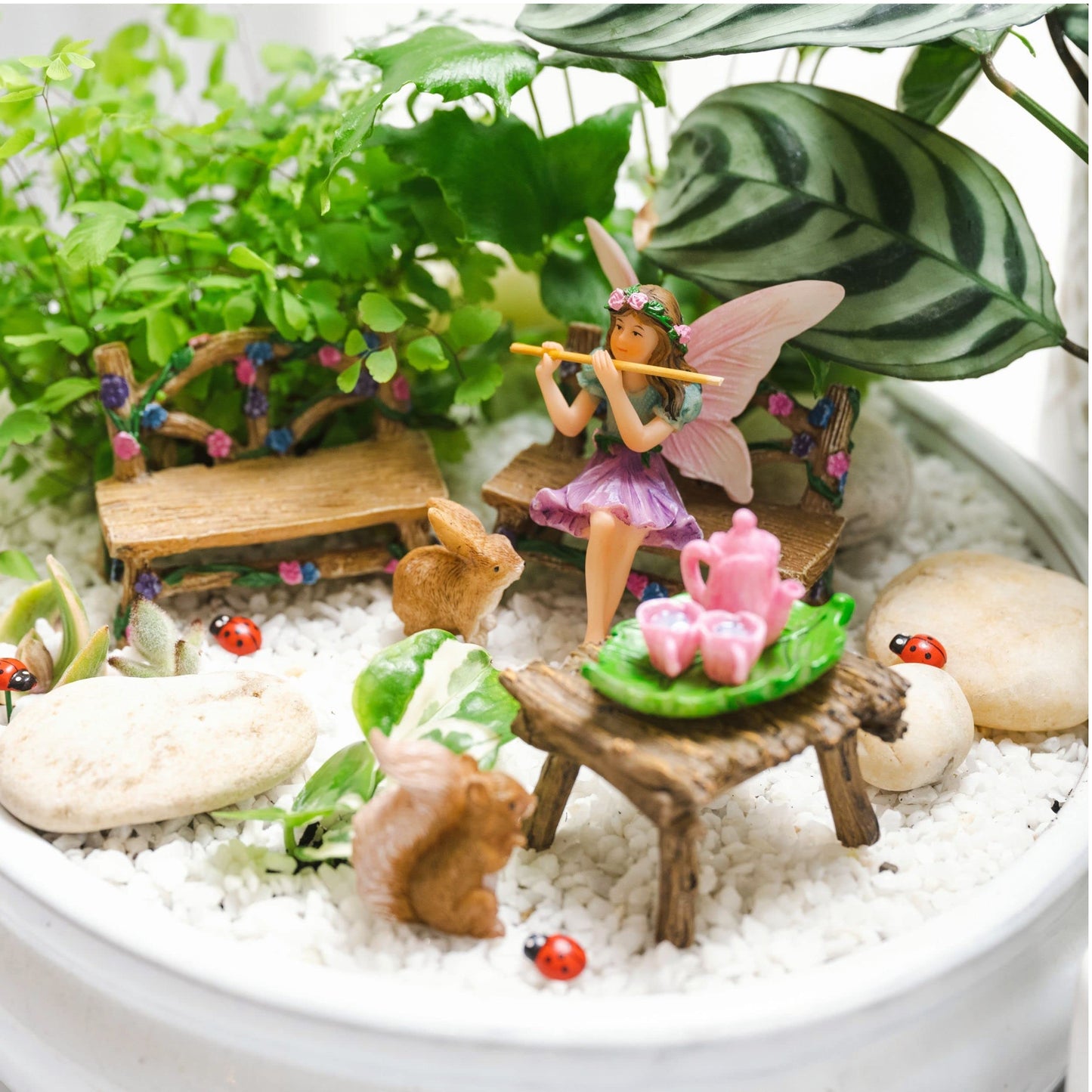 PRETMANNS Fairy Garden Fairy - Fairy Garden Accessories - Miniature Garden Fairies - Small Fairy Figurine for Outdoor Miniature Garden with Fairy Furniture, Squirrel & Bunny 14 Piece