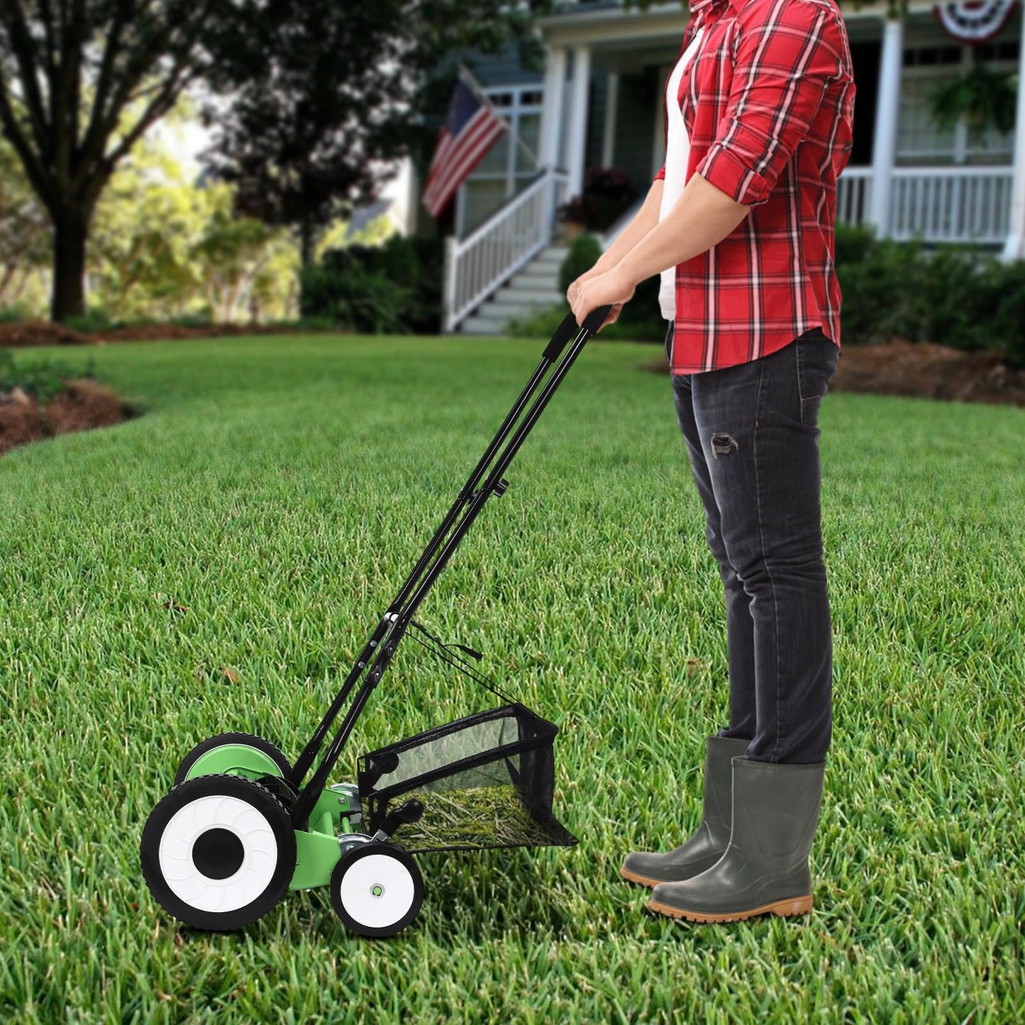 Effortless Lawn Care, Push Mower with Four-wheeled Push Mower | Ergonomic Design | for Villas and Homes