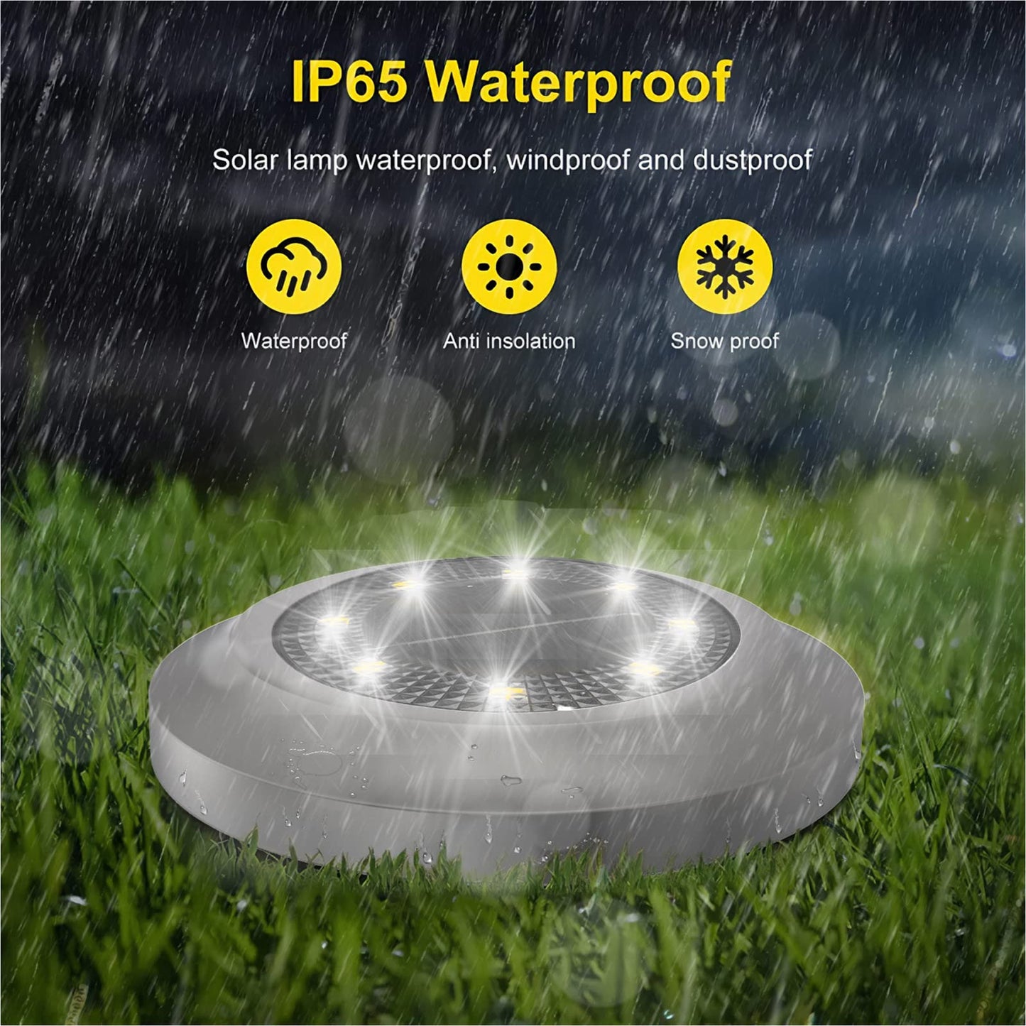 Solar Lights Outdoor Garden,600mAh Solar Ground Lights, 8 LED Solar Disk Lights for Garden Lawn Pathway Yard Landscape Walkway（8 Pack Bright White） ﻿