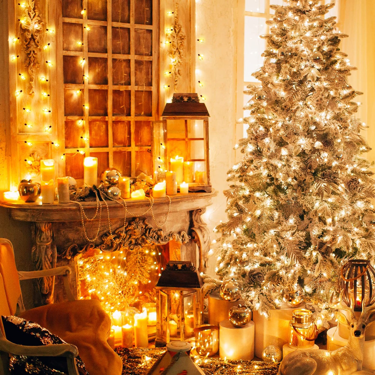 GLUROO 120FT Festoon Lights Outdoor, Garden Patio String Lights Mains Powered, 2200K Warm White, ST38 Waterproof LED String Lights with 62 Plastic Vintage Bulbs for Backyard Party Wedding