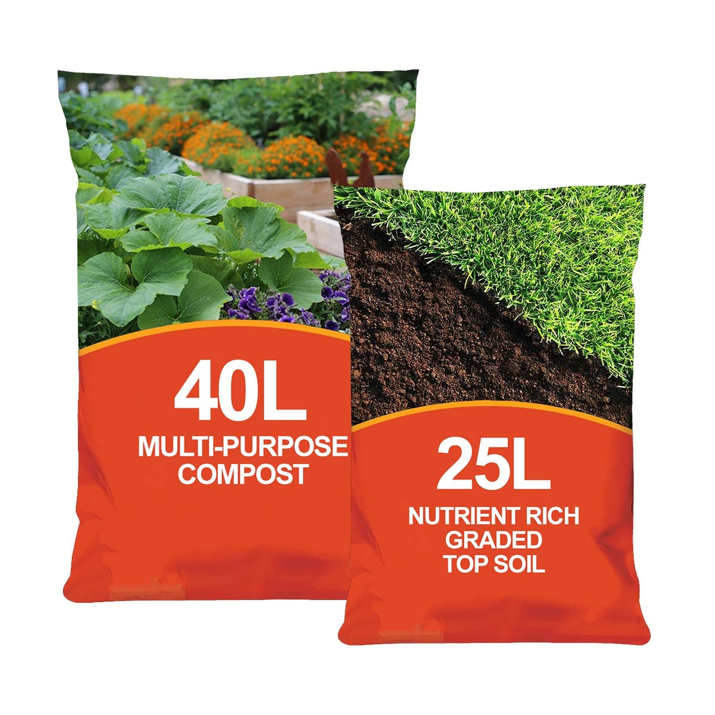 simpahome Multi Purpose Nutrient Rich 40L Potting Compost & 25L Nutrient Rich Top Soil Combo