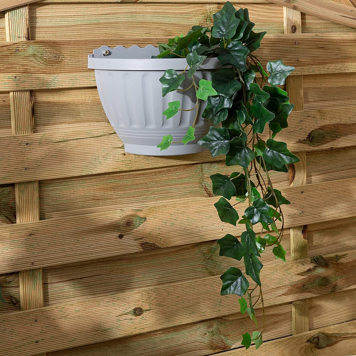 FotoStation Set of 6- Etruscan Wall Basket Soft Grey Flower Pot Hanging Planter Garden Plant Container Home Decoration Indoor or Outdoor