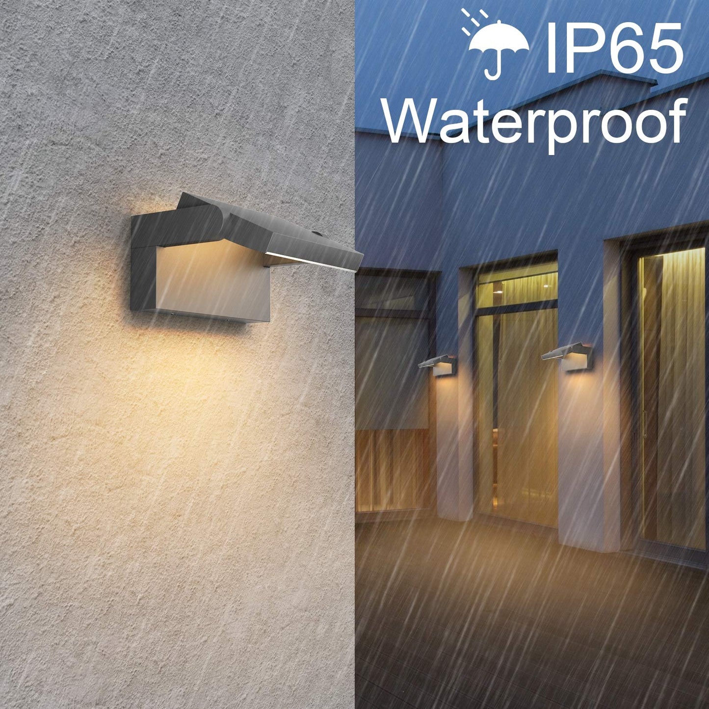 Klighten 24W LED Wall Light Outdoor Indoor Waterproof IP65 Adjustable Lamp Modern Outside Light Aluminum Wall Lighting for Entrance Garden Balcony, Dark Gray, Warm White 2700K-3000K