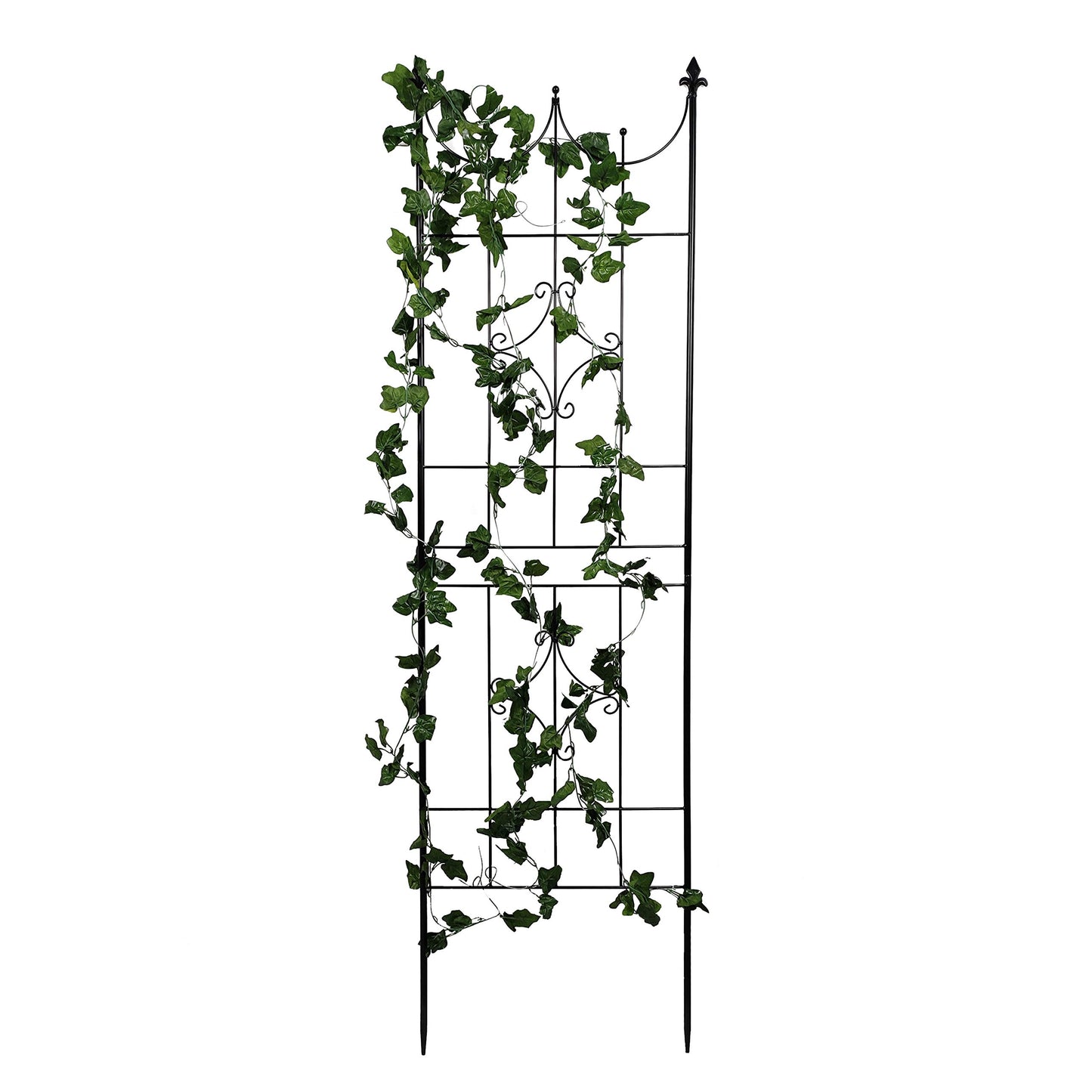 OUTOUR Larger Garden Trellis Plant Support Wire Lattice Grid Panel Stake Fence, 72"x20", for Climbing Plants, Potted Vines Vegetables Vining Flowers Ivy Roses Clematis, Lawn Backyard Patio, Black