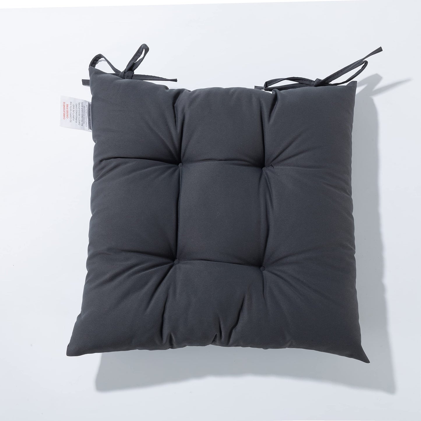 HAMO Garden Chair Cushions Outdoors Seat Pads, Set of 4, 40x40 cm, 16x16 inches (Graphite)