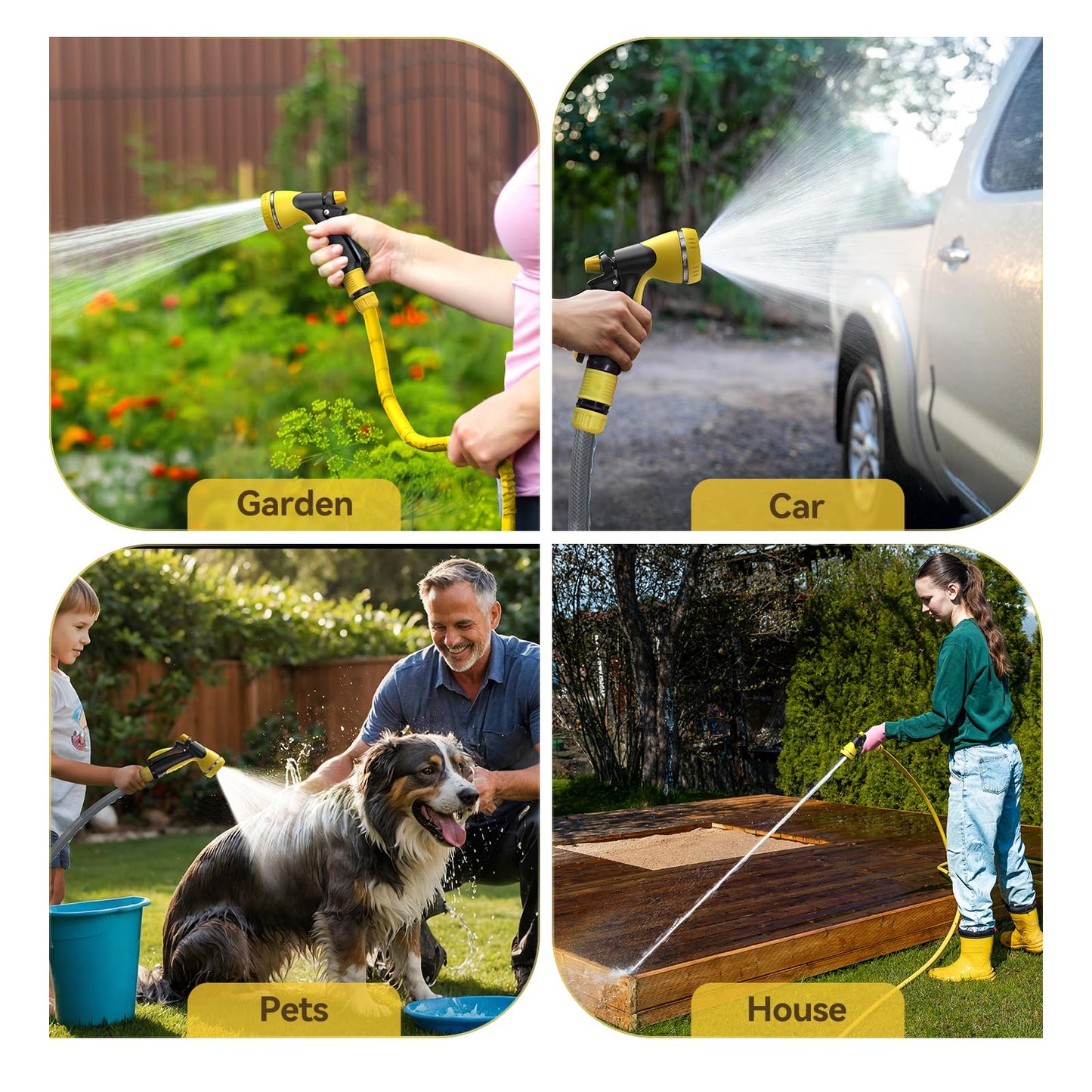 VOXON Hose Pipe Spray Gun with 8 Adjustable Patterns, Garden Hose Spray Gun High Pressure Hose Gun Perfect for Car, Pet Washing, Cleaning and Garden Watering