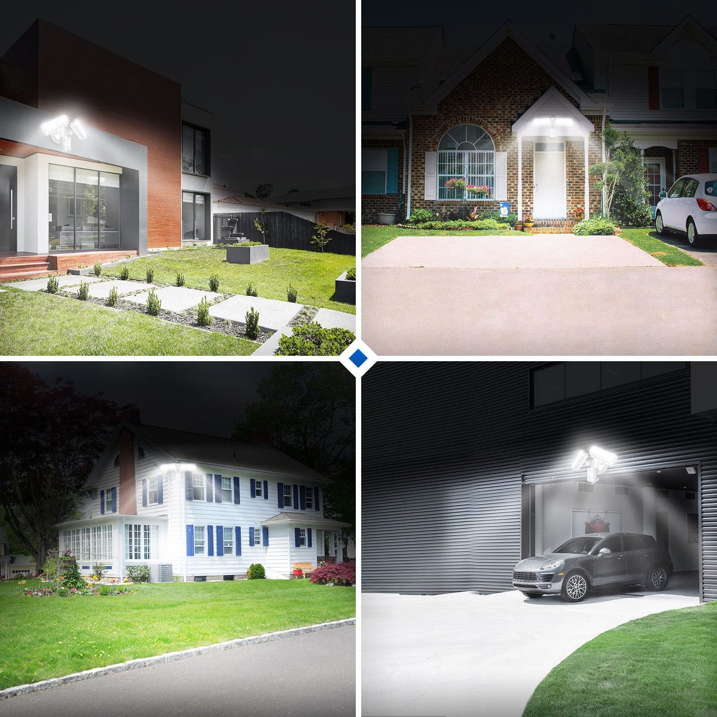 SANSI 27W LED Security Lights Outdoor Motion Sensor, 2700LM 5000K IP65 Waterproof Adjustable Dual Head LED Floodlight with PIR Sensor, 180° Detection Angle, 50Ft Detection Range (Mains Powered)