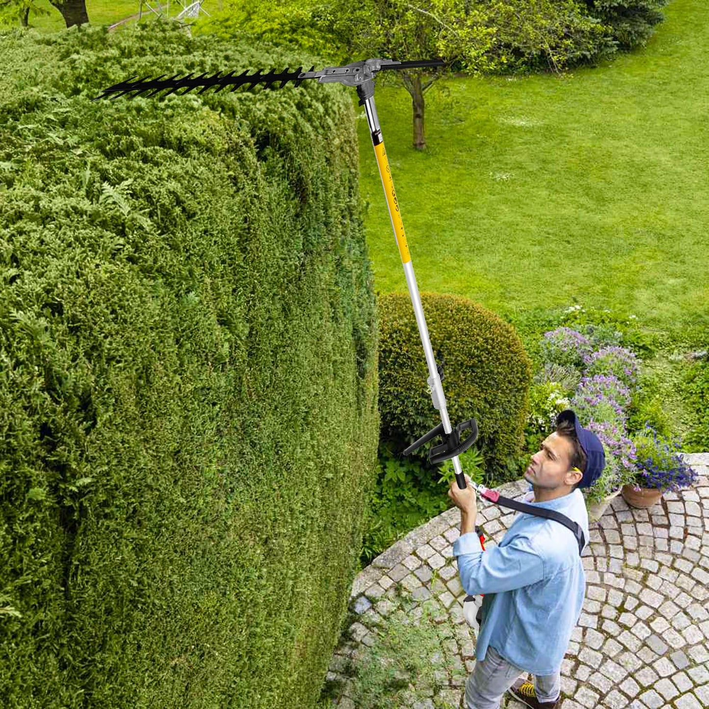 BU-KO 52cc Long Reach Petrol Hedge Trimmer and Pruner Saw with 3x 75cm Extension Pole and Toolbag for Convenient Storage, Ultimate Garden Tool for Precision Cutting, Trim Hedges and Prune with Ease