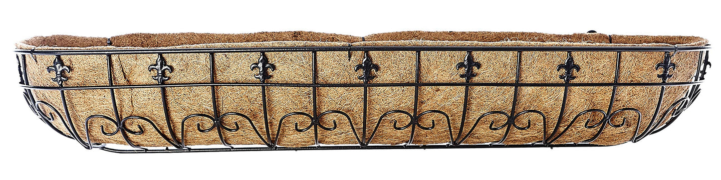 RUDDINGS WOOD Large 48" (120cm) Fleur de lys Wall Trough Planter - Metal Window Box Garden Basket Planter