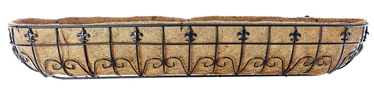 RUDDINGS WOOD Large 48" (120cm) Fleur de lys Wall Trough Planter - Metal Window Box Garden Basket Planter