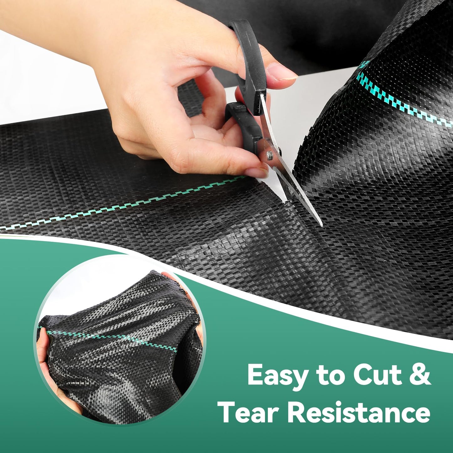 Domusensus 2m x 25m Heavy Duty Weed Control Membrane Garden 50㎡ Weed Control Barrier Fabric Landscape for Vegetable Garden, Garden, Water Permeable Fabric,Black Woven Ground Cover