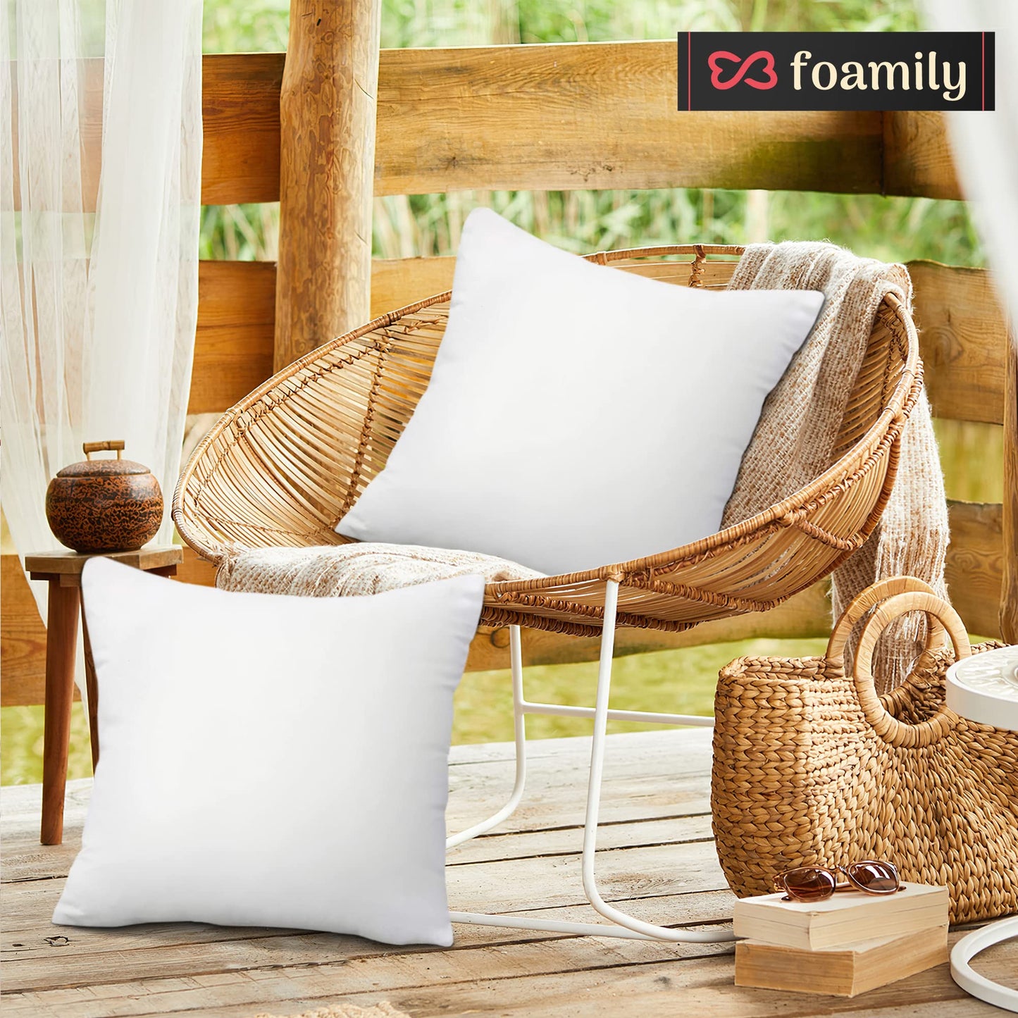 Foamily Set of 4-18 X 18 Premium Outdoor Water Resistant Stuffer Pillow Throw Inserts Sham Square Form, 18" L X 18" W, Standard/White @ M&A STYLE