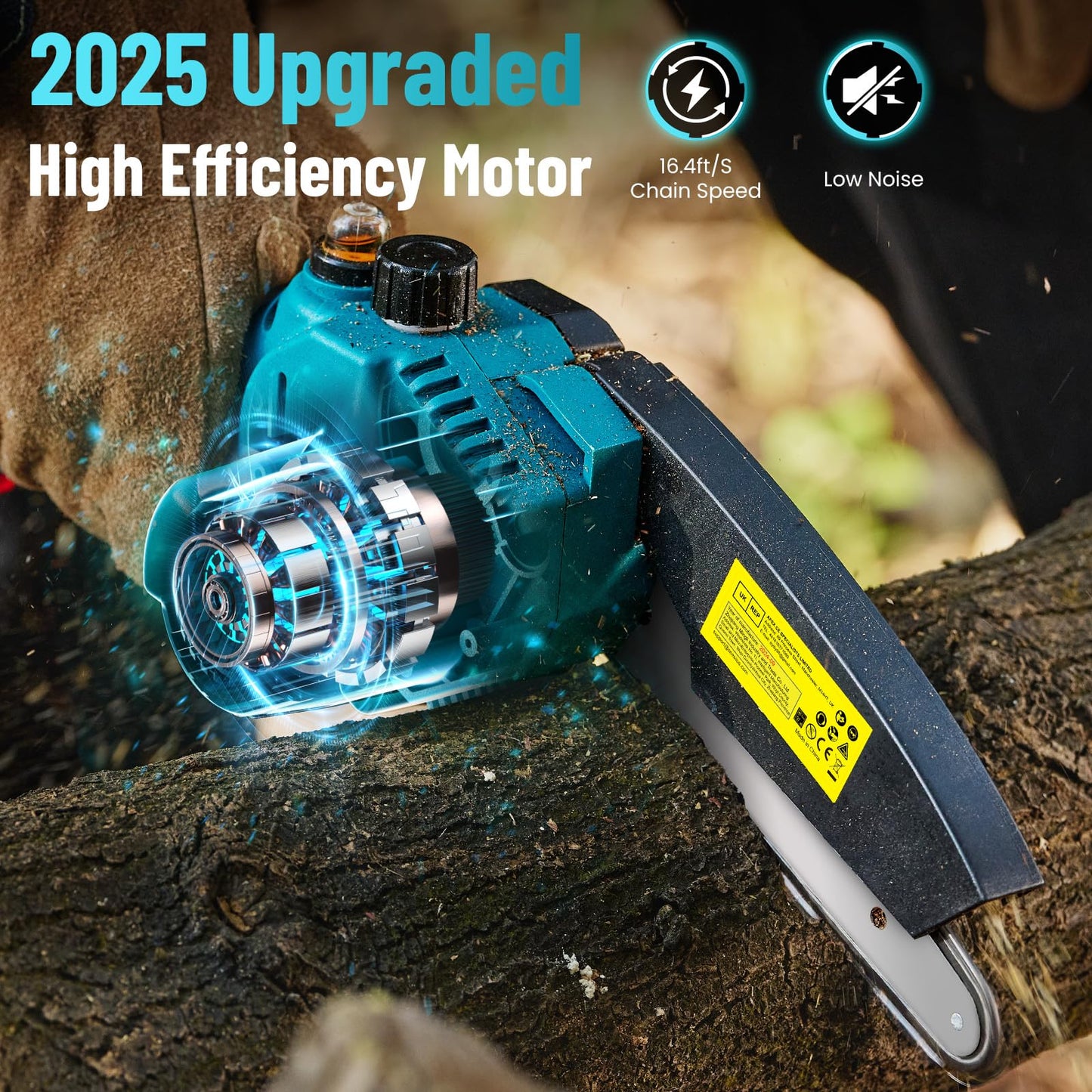 Seesii Mini Chainsaw Cordless 6 Inch with 2×4000mAh Batteries, Electric Saws for Tree Branches, Battery Powered Handheld Small Chain Saws for Limb Trimming Cutting,Gift for Men Dad Husband