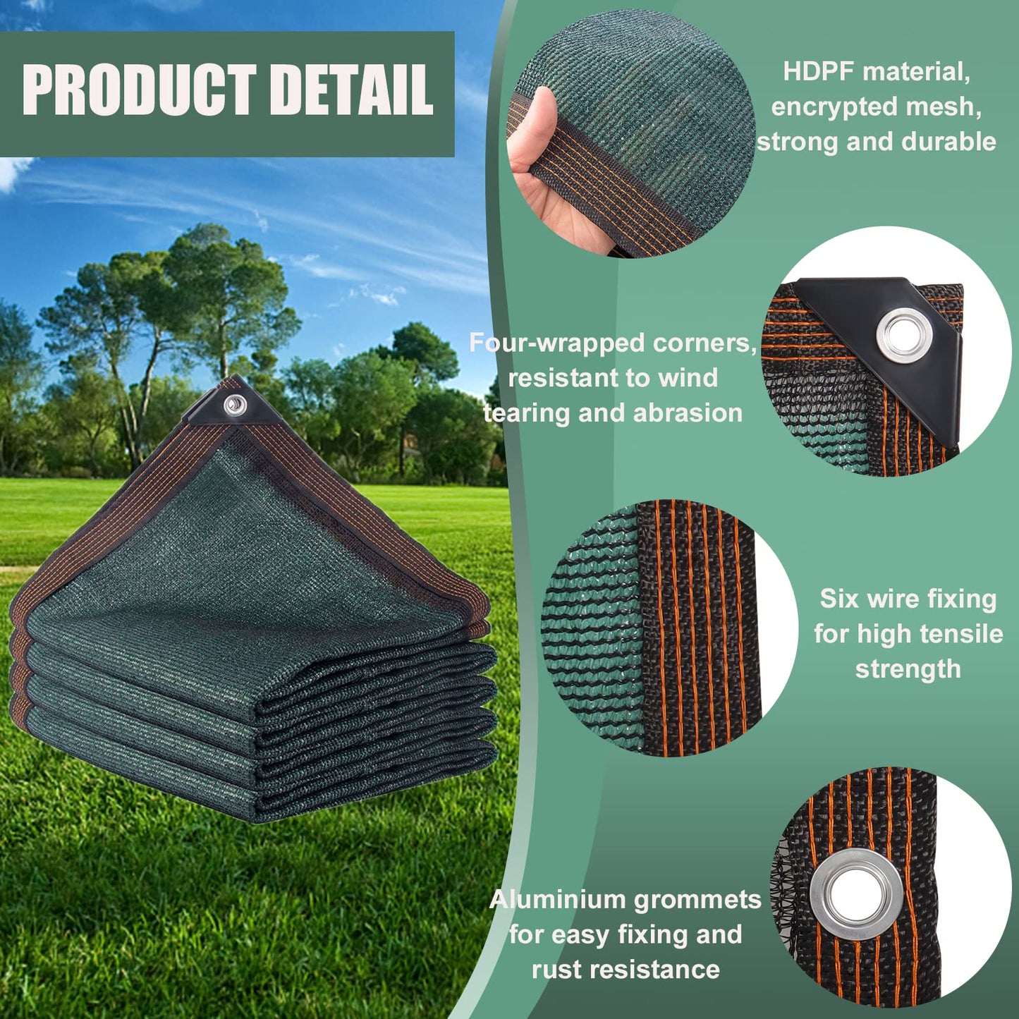 Gekufa Privacy Netting 2mx5m Garden Screening 130g/m² Fence Screening 90% HDPE Outdoor Shading Net UV-Resistant Tear-Resistant Windbreak Netting with Cable Ties and Eyelets