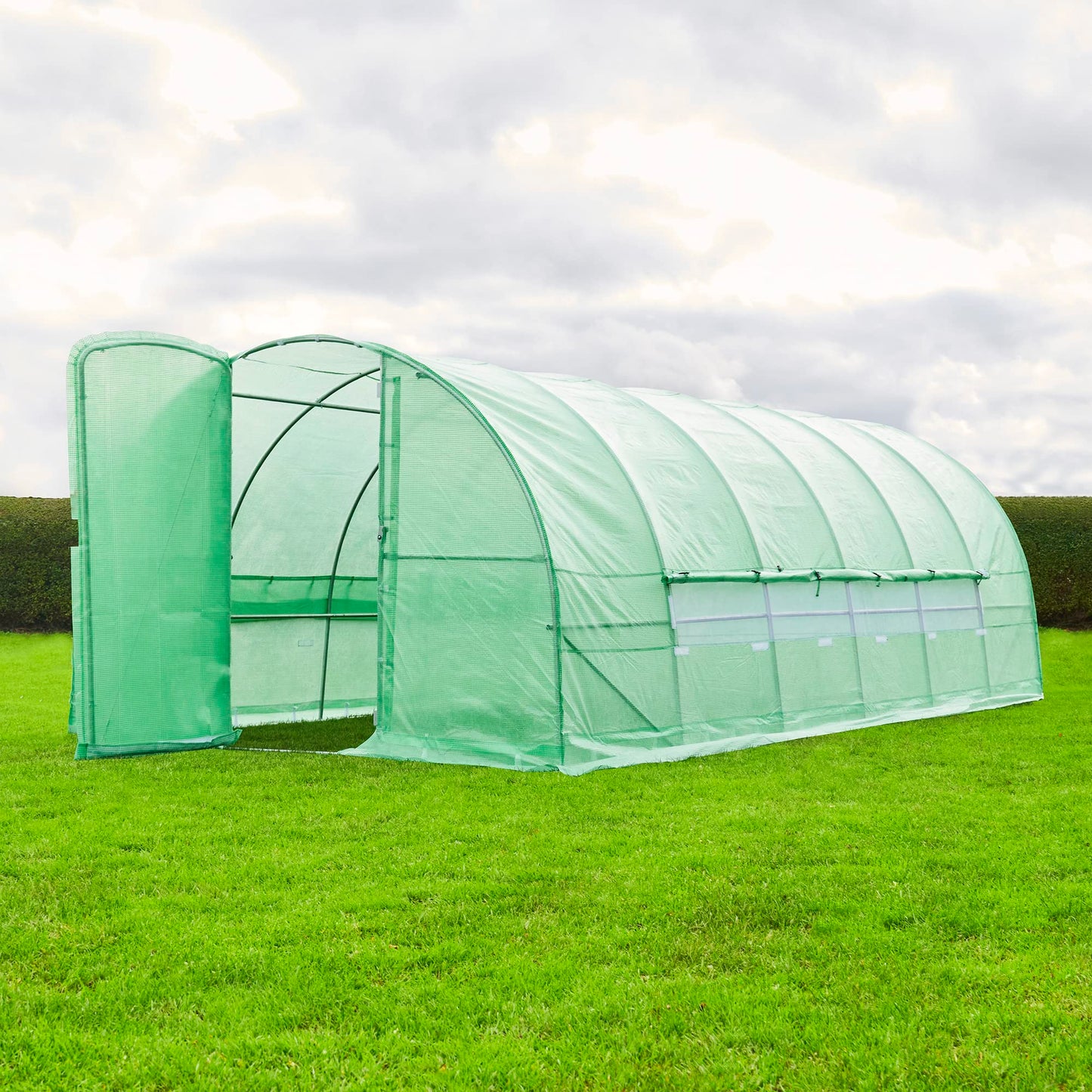 FeelGoodUK 6M(L) x 3M(W) x 2M(H) Polytunnel Greenhouse Pollytunnel Poly Polly Tunnel Fully Galvanised Anti Rust Steel Frame (PT6) With Metal Door