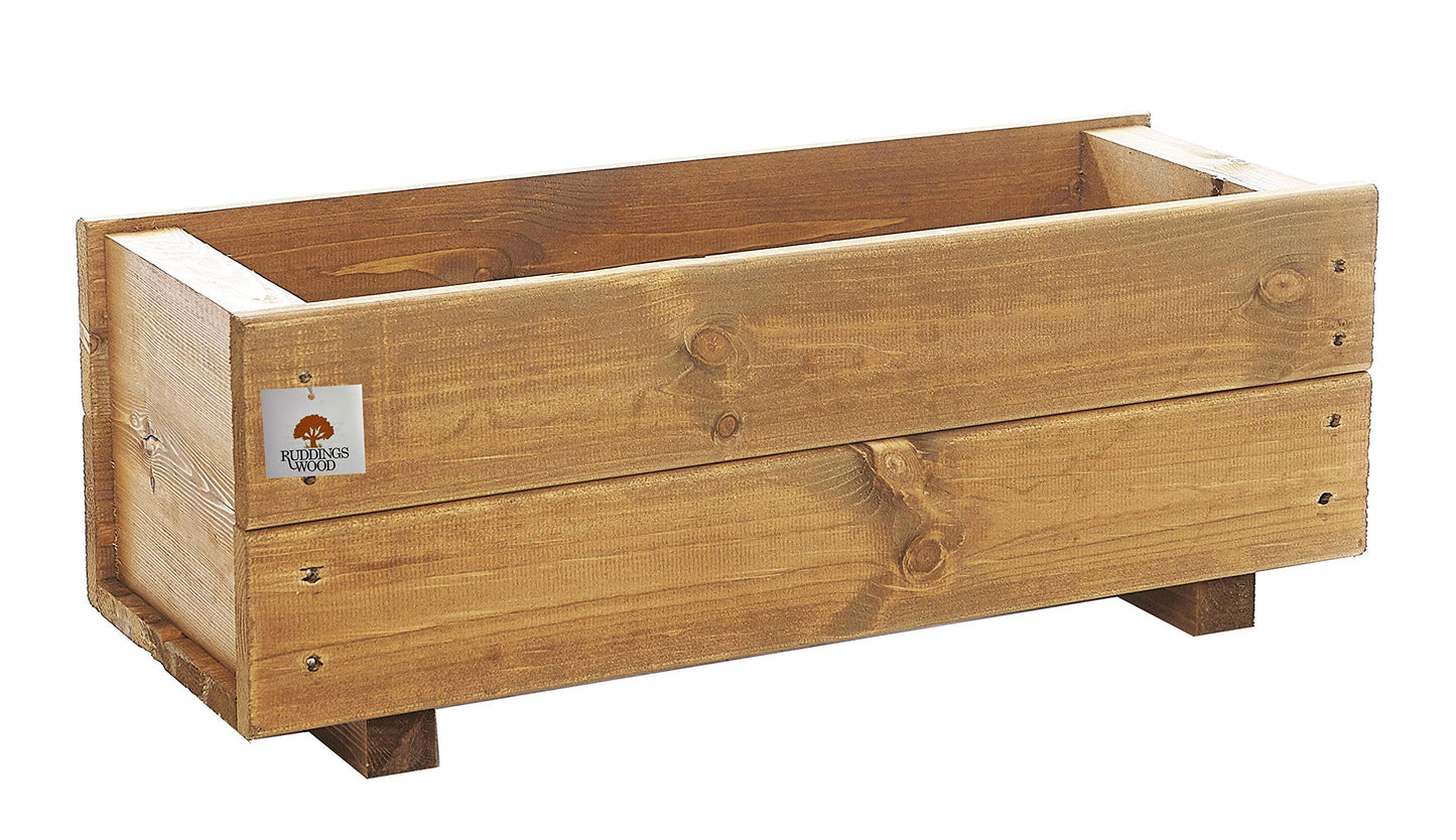 RUDDINGS WOOD Set of 2 x 60cm Wooden Trough Planter - Plant Container Box Fully Assembled