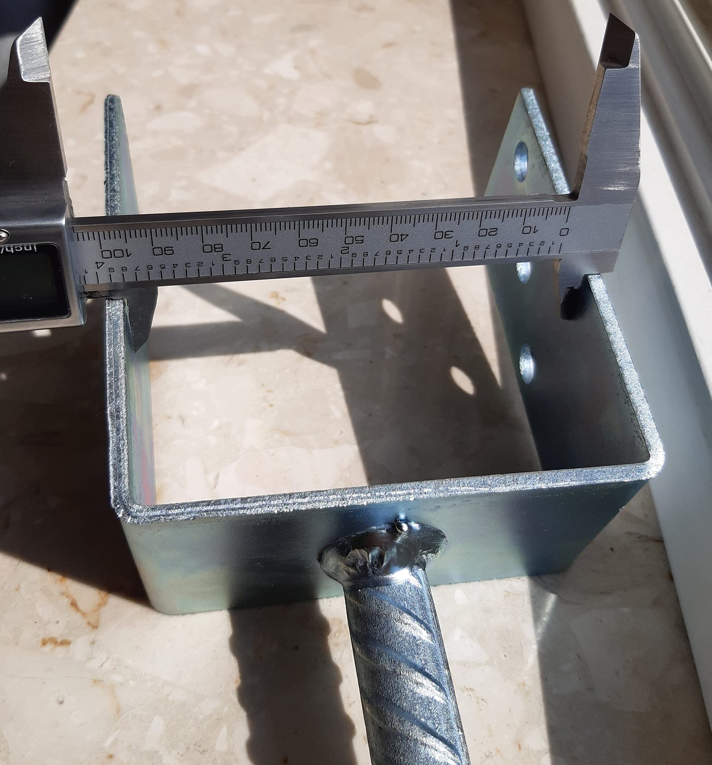 LLB Fence Posts Support U Type Pergola Brackets Extender Foot Shaped Concrete in "U" Heavy Duty Posts Anchor Tool Spikes Steel Galvanised 4mm Thick 100 x 100 x 60mm- 4 Inch x 4 Inch x 2.3 Inch