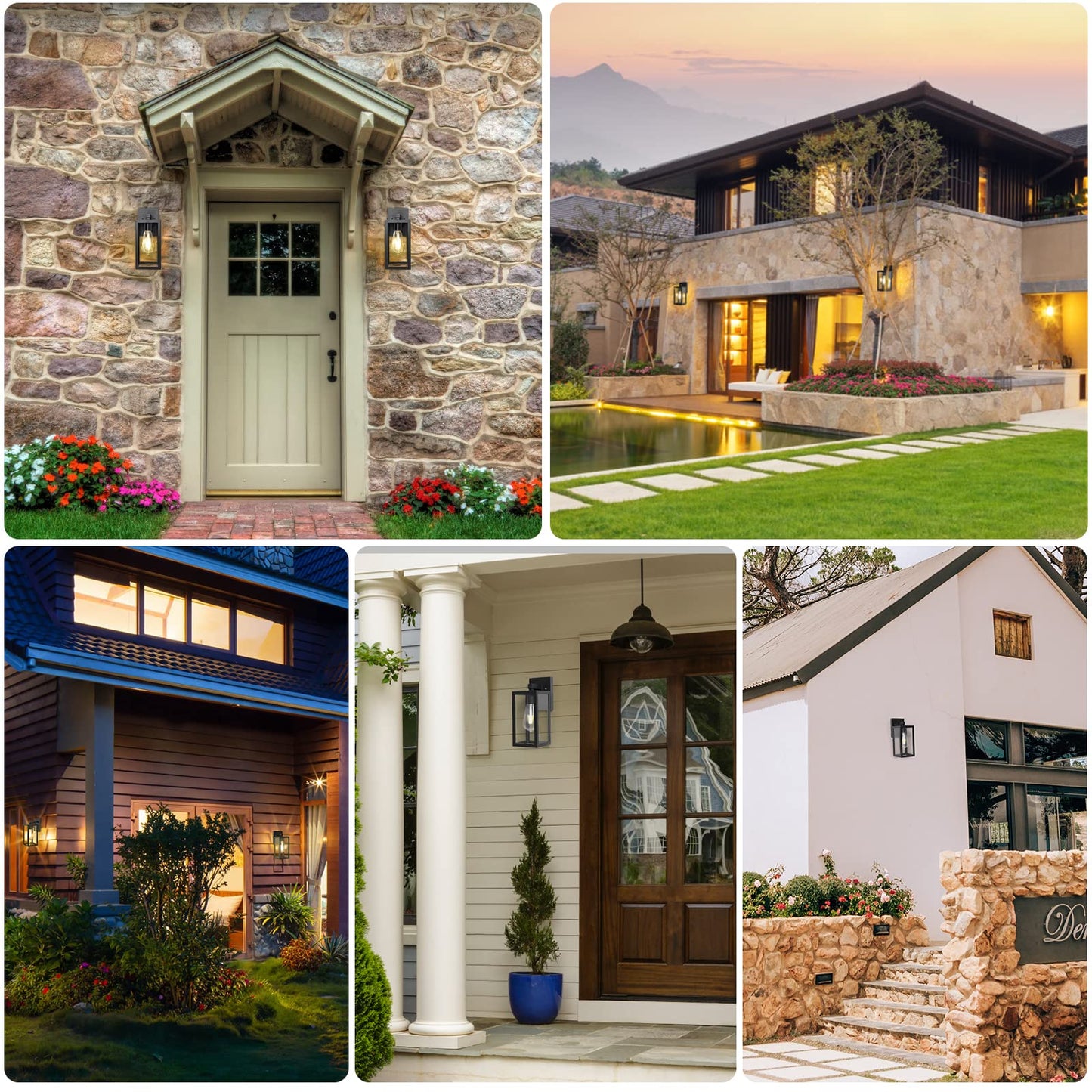 Aranzyec Outdoor Wall Lights Mains Powered, Max 60W E27 Aluminum Outside Wall Lamp, Black Wall Sconce, IP54 Waterproof, Garden Lights for Front Door, Patio, Terrace, Hallway, Garage, Porch