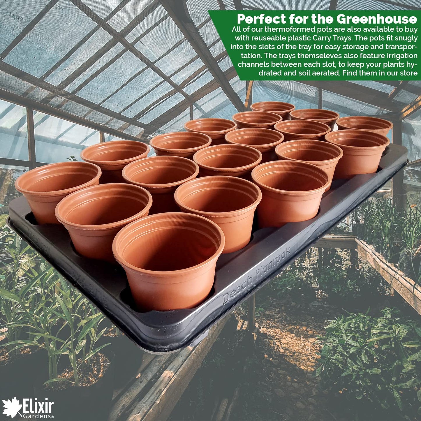 Elixir Gardens 9cm Thermoformed Seed Starting Seedling Terracotta Recycled Plastic Plant Pot/Flower Pots x 100…