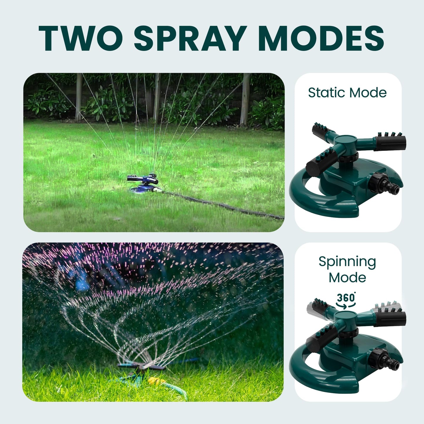 Green Haven Sprinkler 360° Rotation Attachment for Garden Hose, Premium Automatic Lawn Water Sprinkler with 3 Arms, Large Coverage Water Sprinklers for Lawns, Blue Green