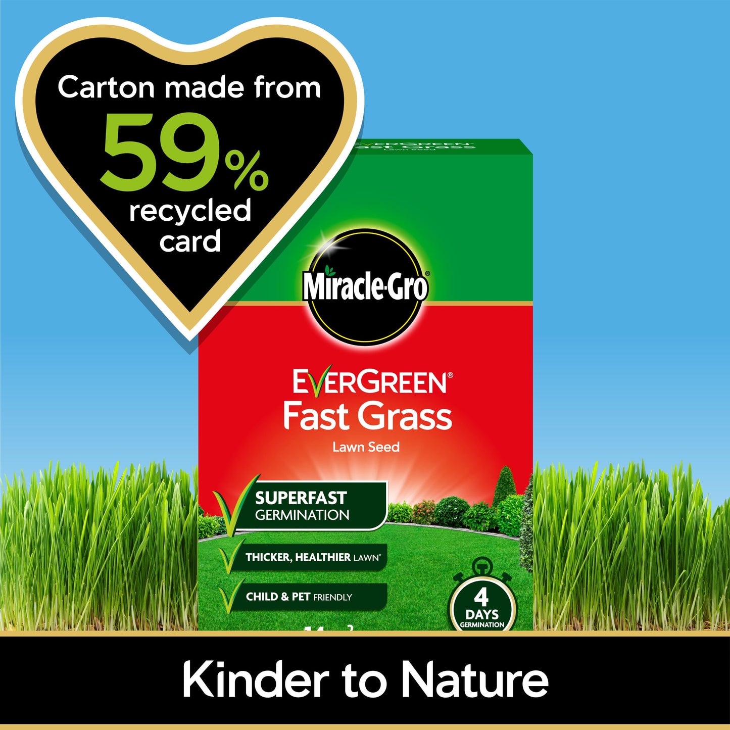 Miracle-Gro EverGreen Fast Grass Lawn Seed 1.6 kg - 56 m2, Gold