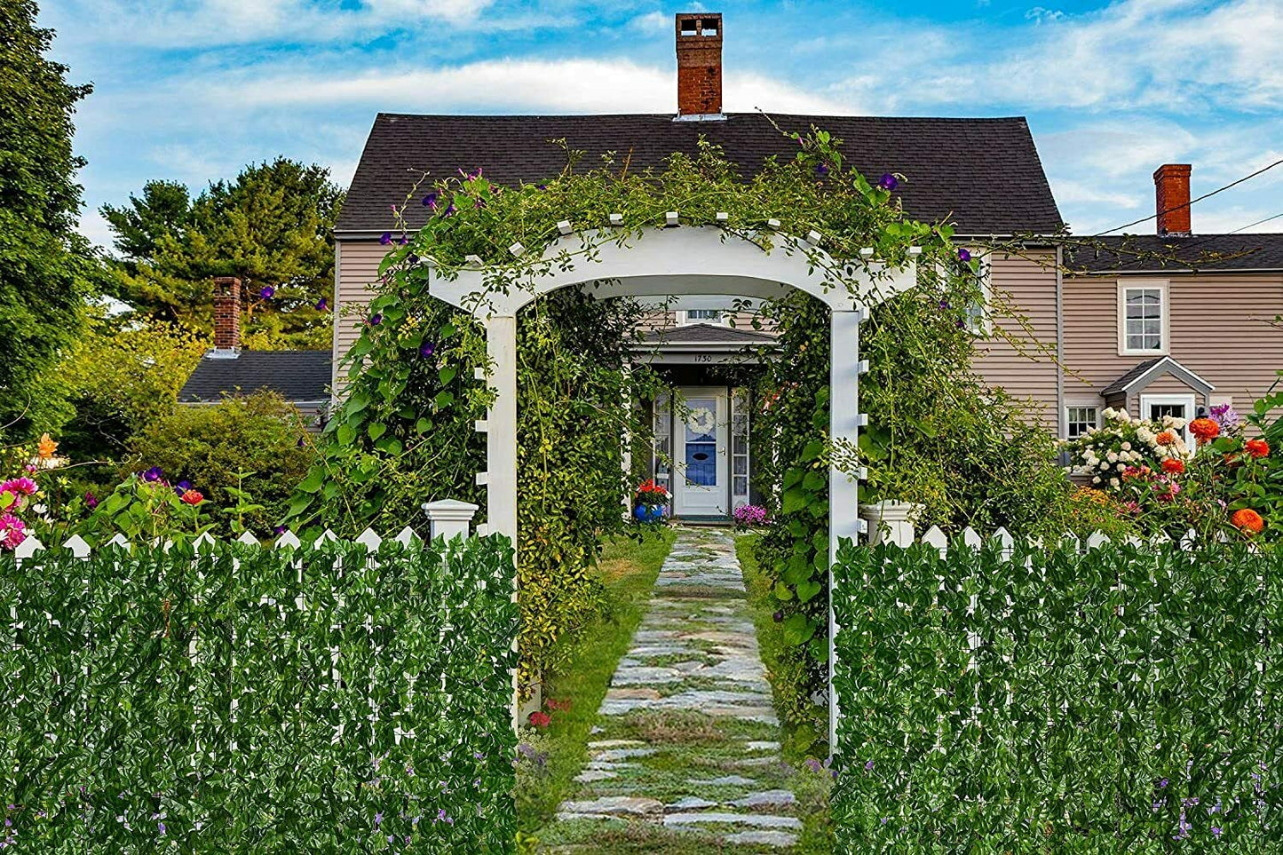 Artificial Ivy Fence Screening 5m x 1m, Green Fencing Hedge Roll Wall Privacy with 50 Green Cable Ties, Ivy Leaves Fence UV Fade Protected for Outdoor Garden Decor, Party, Wedding(39x118in)