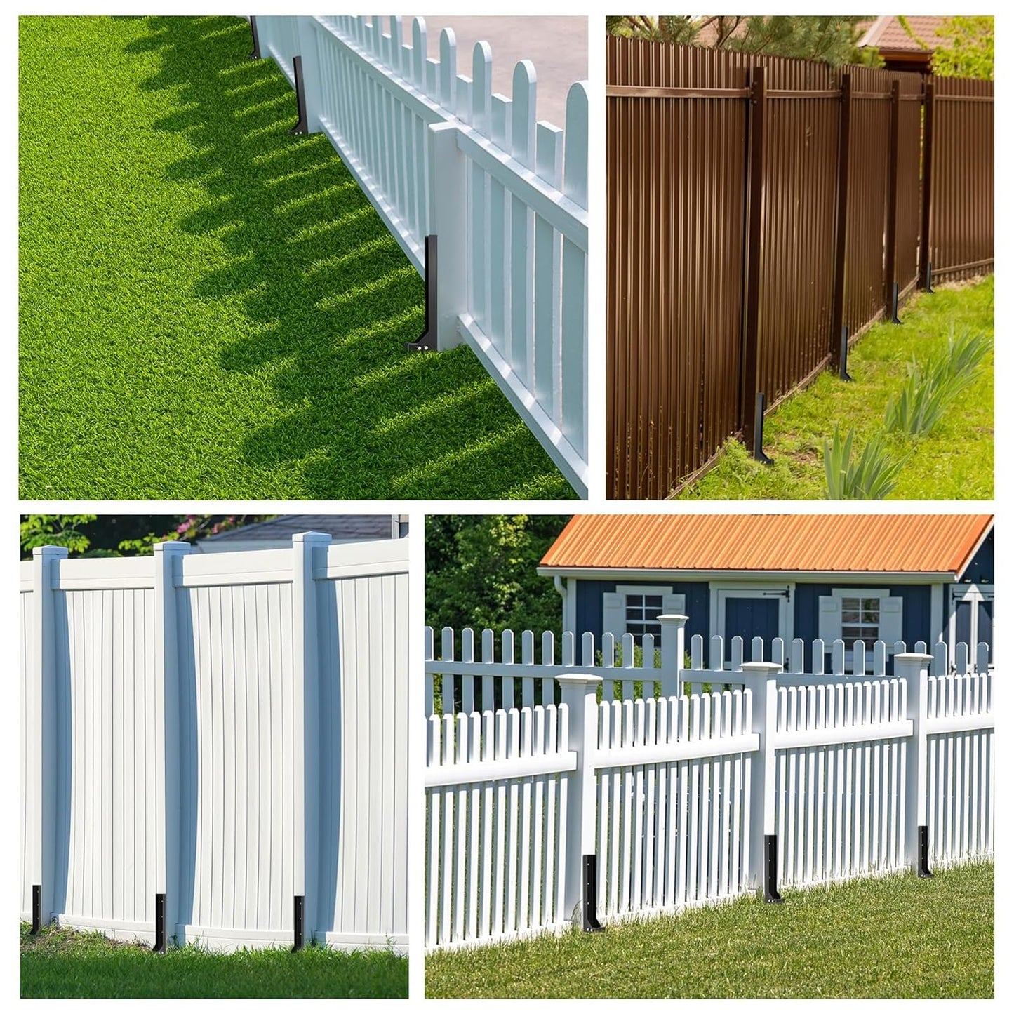 OZMSHF Thickened Fence Post Repair Kit，Upgraded Metal Fence Post Stakes with Reinforcement Column，Assembleable Steel Fence Post Spikes, Post buddy For Fix Broken Wooden Post Support (2 Pack/Black)