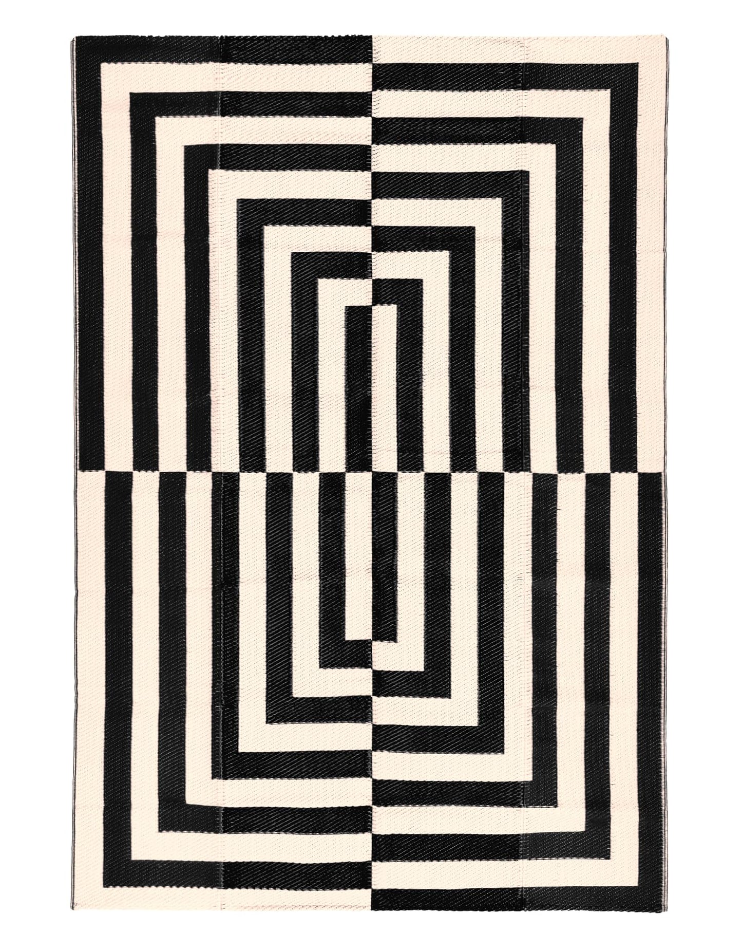 Relsy Outdoor Rug Waterproof Reversible Large 160 x 230 cm Garden Rug, Black & Cream Grid Area Rugs For Garden Outdoor Patio Rug, Camping Mat, Deck, Backyard, Picnic